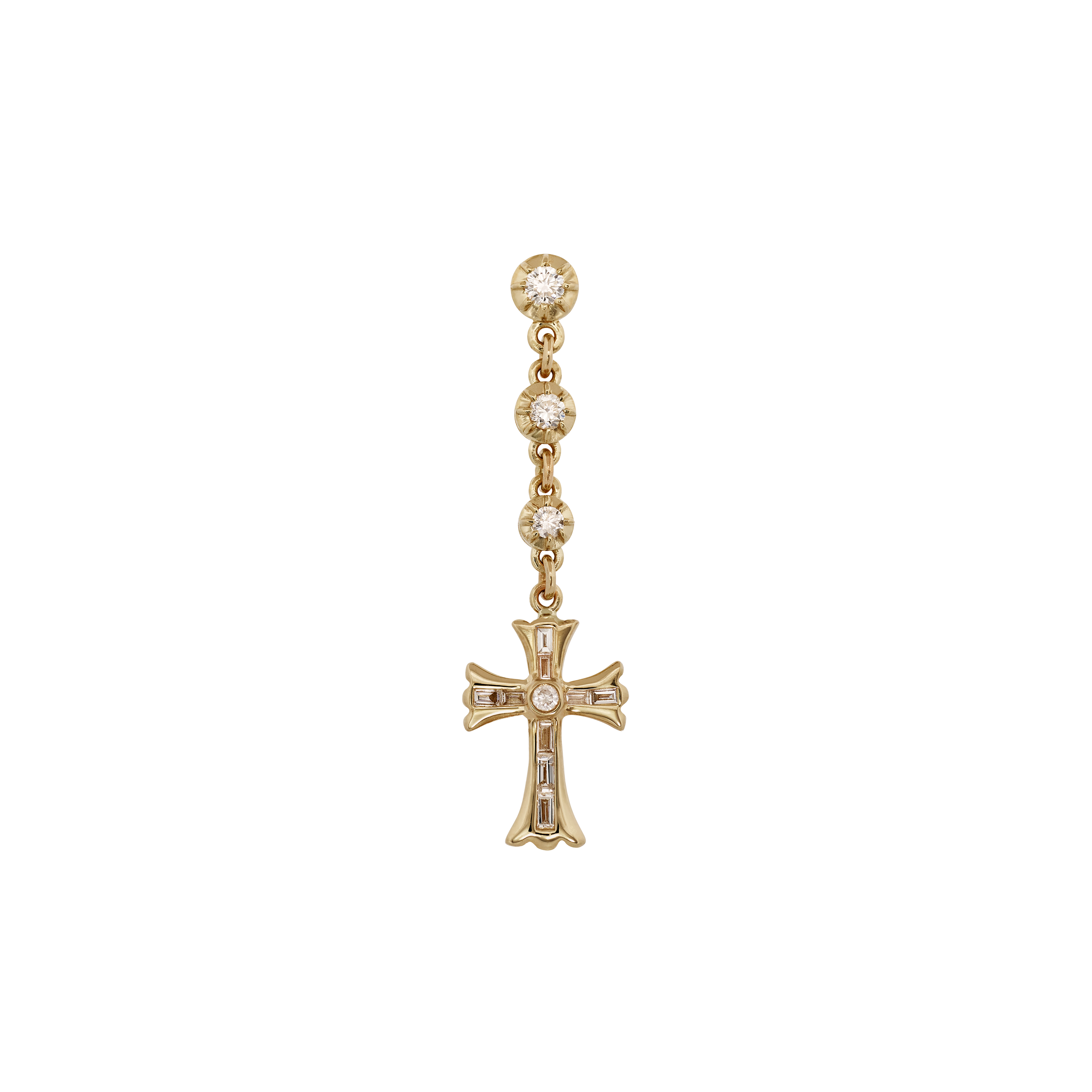 3 Sophia Diamond Gothic Baguette Cross Drop Stud