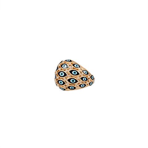 ENAMEL EYE AND DIAMOND DOME RING