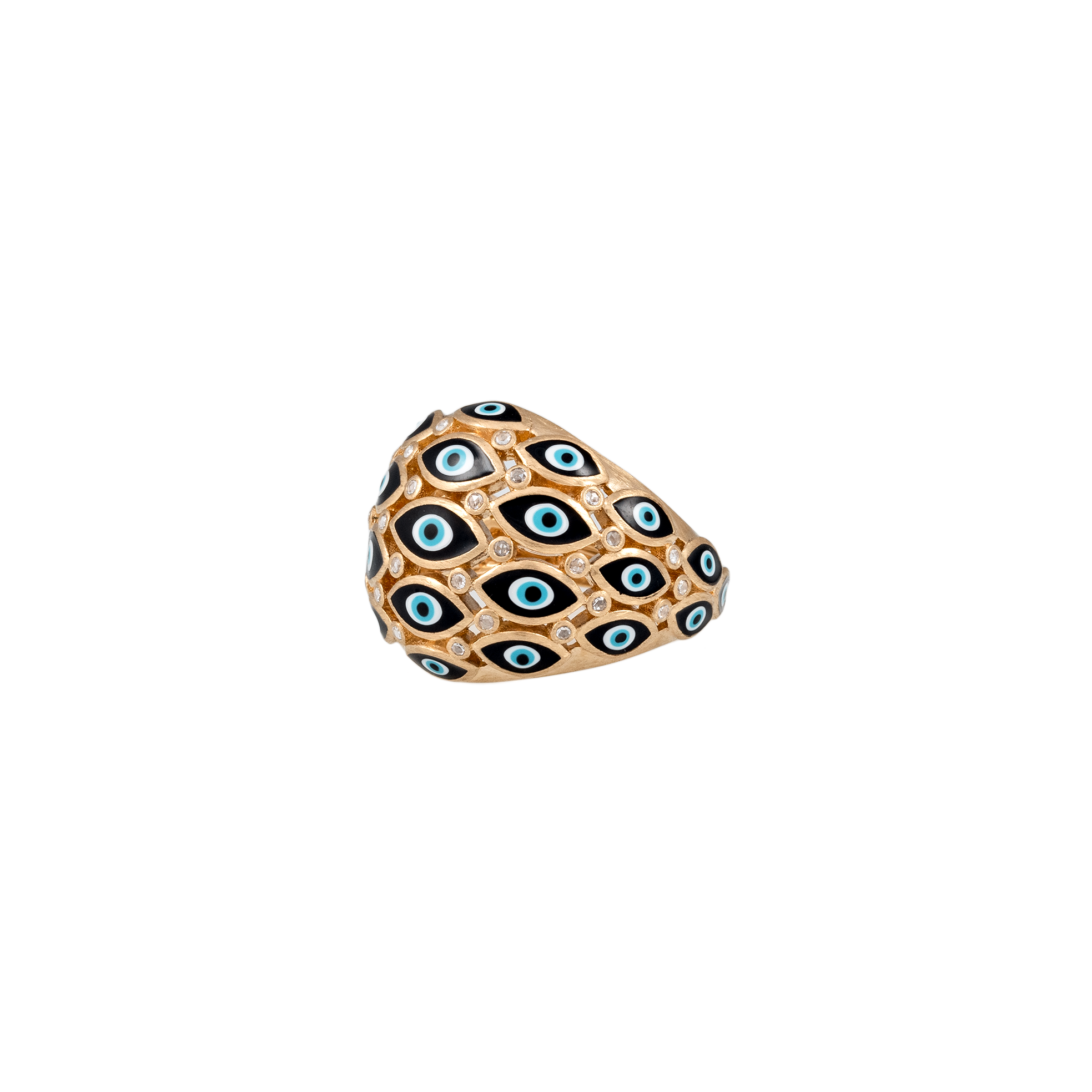 Enamel Eye and Diamond Dome Ring