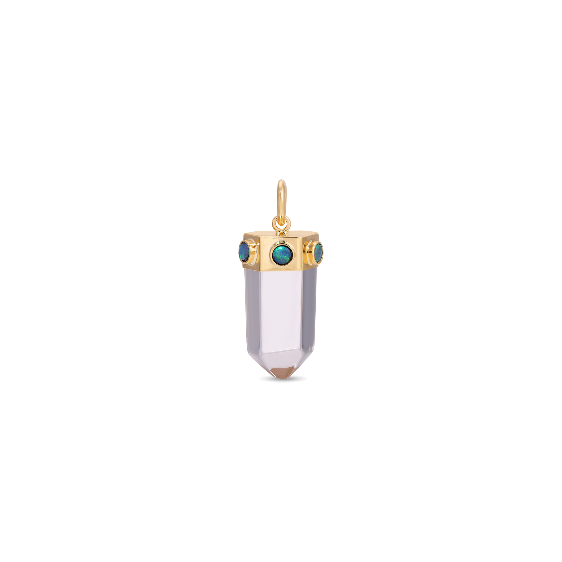 Australian Opals Cap + Clear Quartz Crystal Charm