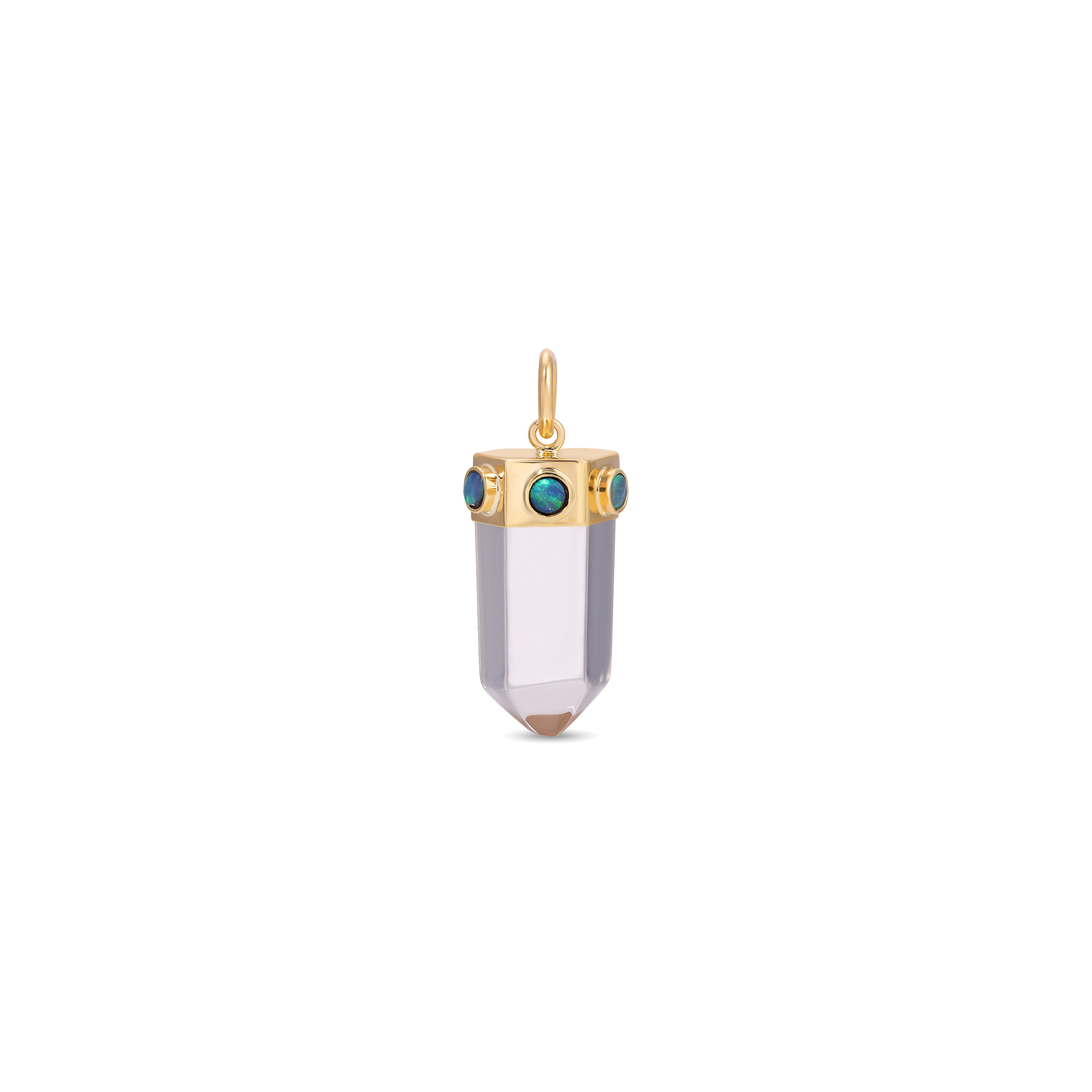 Australian Opals Cap + Clear Quartz Crystal Charm