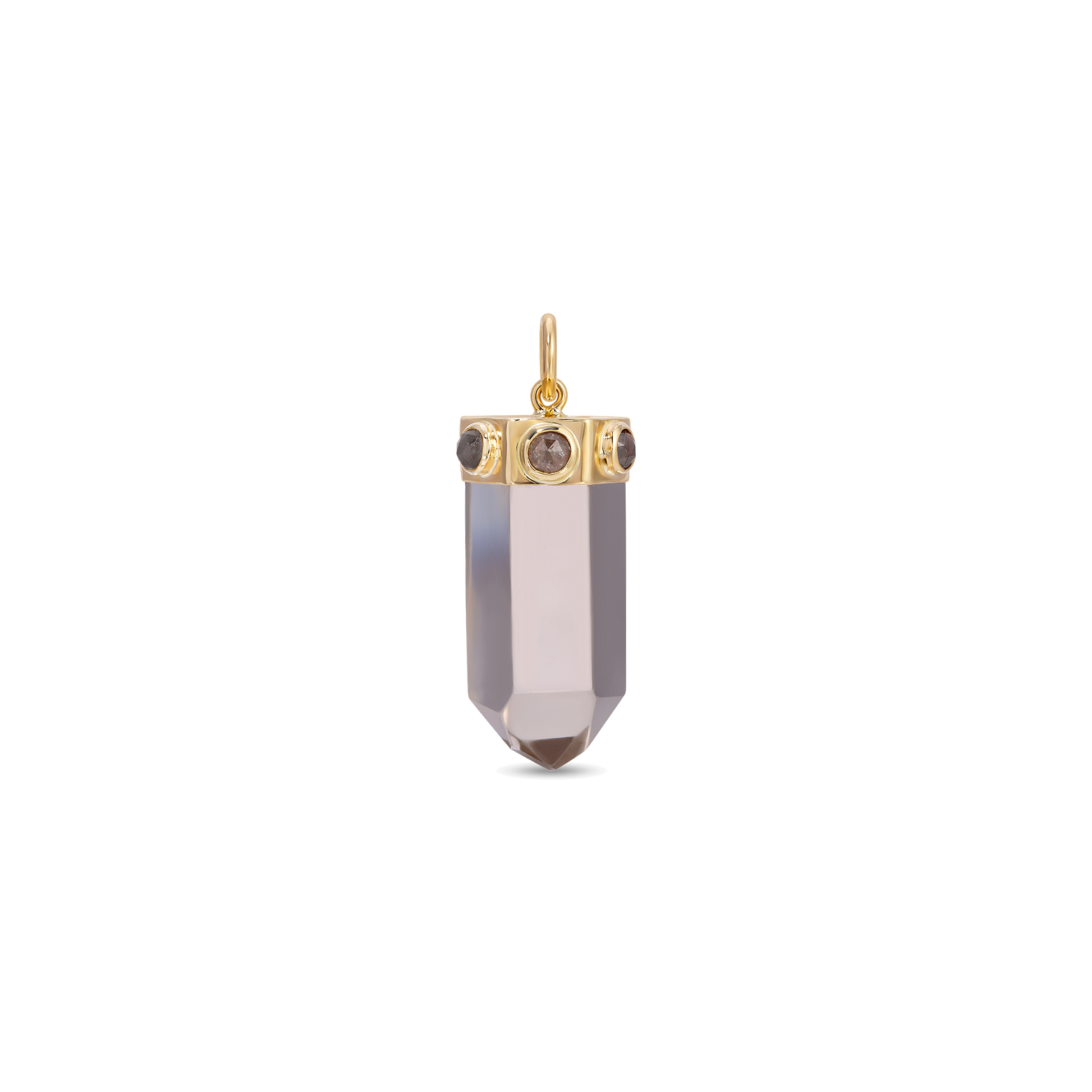 Rose Cut Diamond Cap + Clear Quartz Crystal Charm
