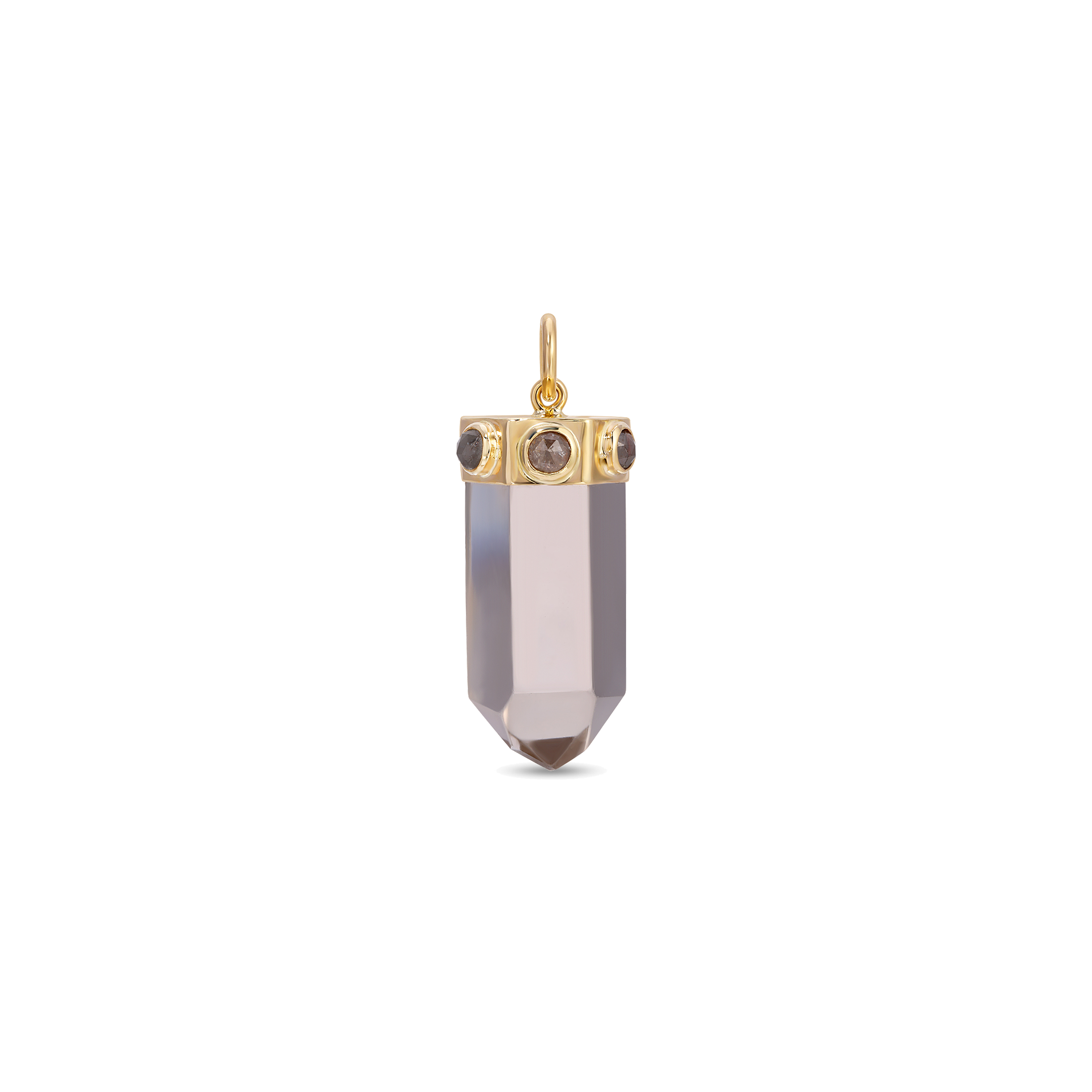 Rose Cut Diamond Cap + Clear Quartz Crystal Charm