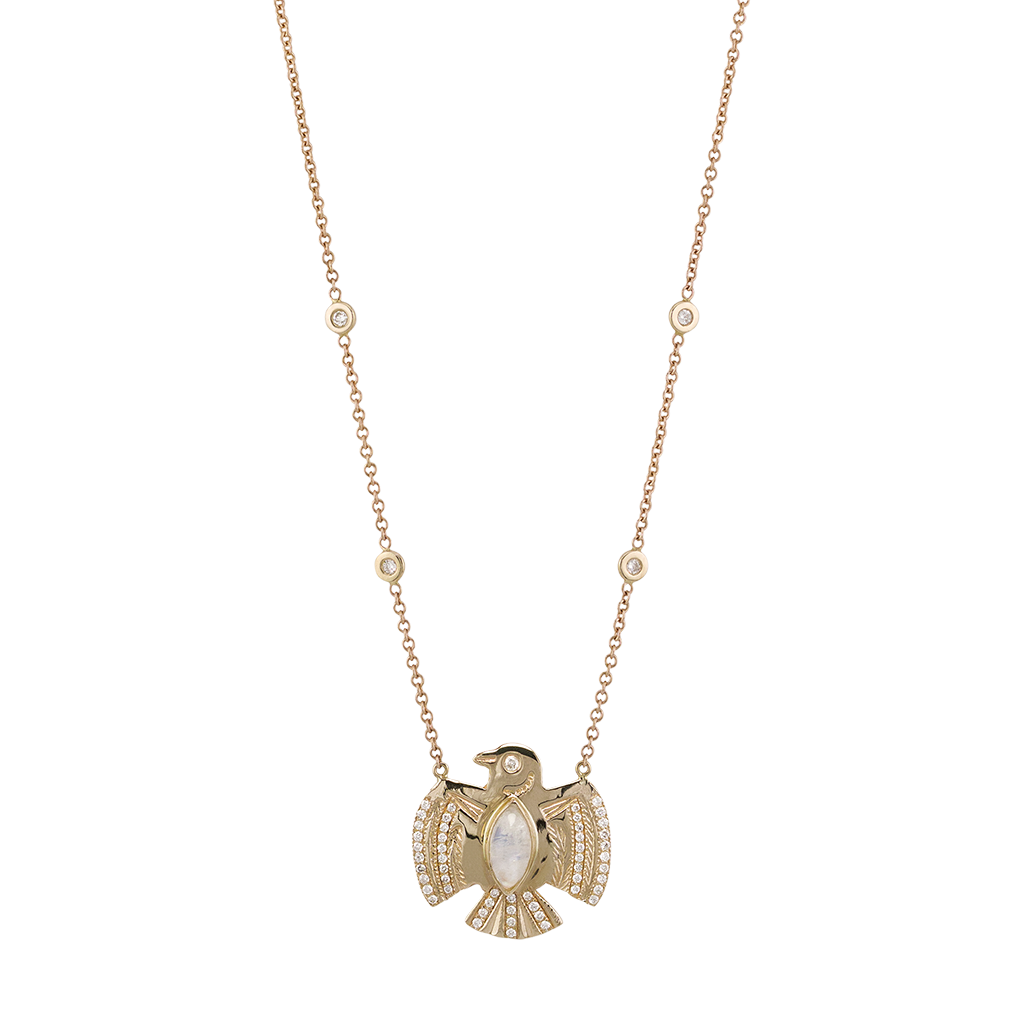 Pavé Marquise Gemstone Eagle Necklace