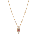 Elongated Pavé Marquise Square Watermelon Tourmaline Necklace