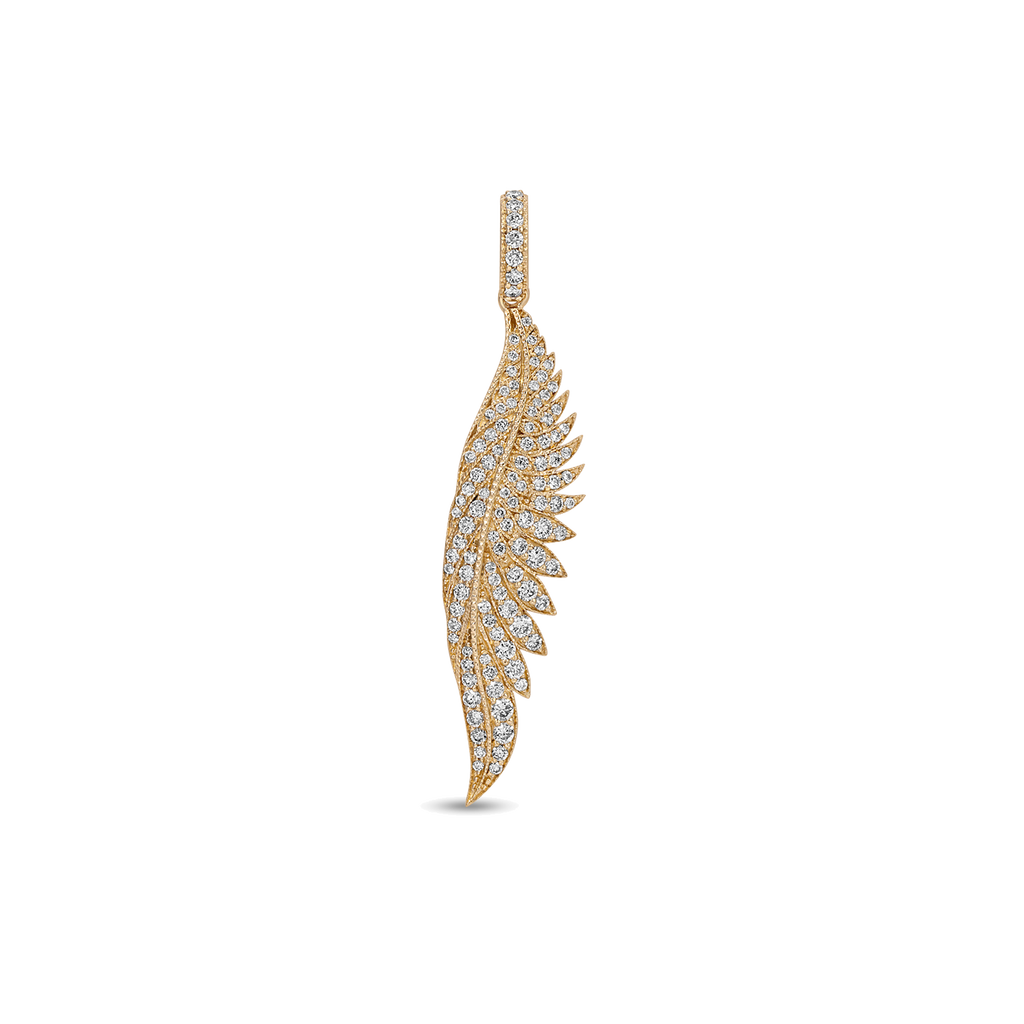 Pavé Elongated Feather Wing With Pavé Bail Charm