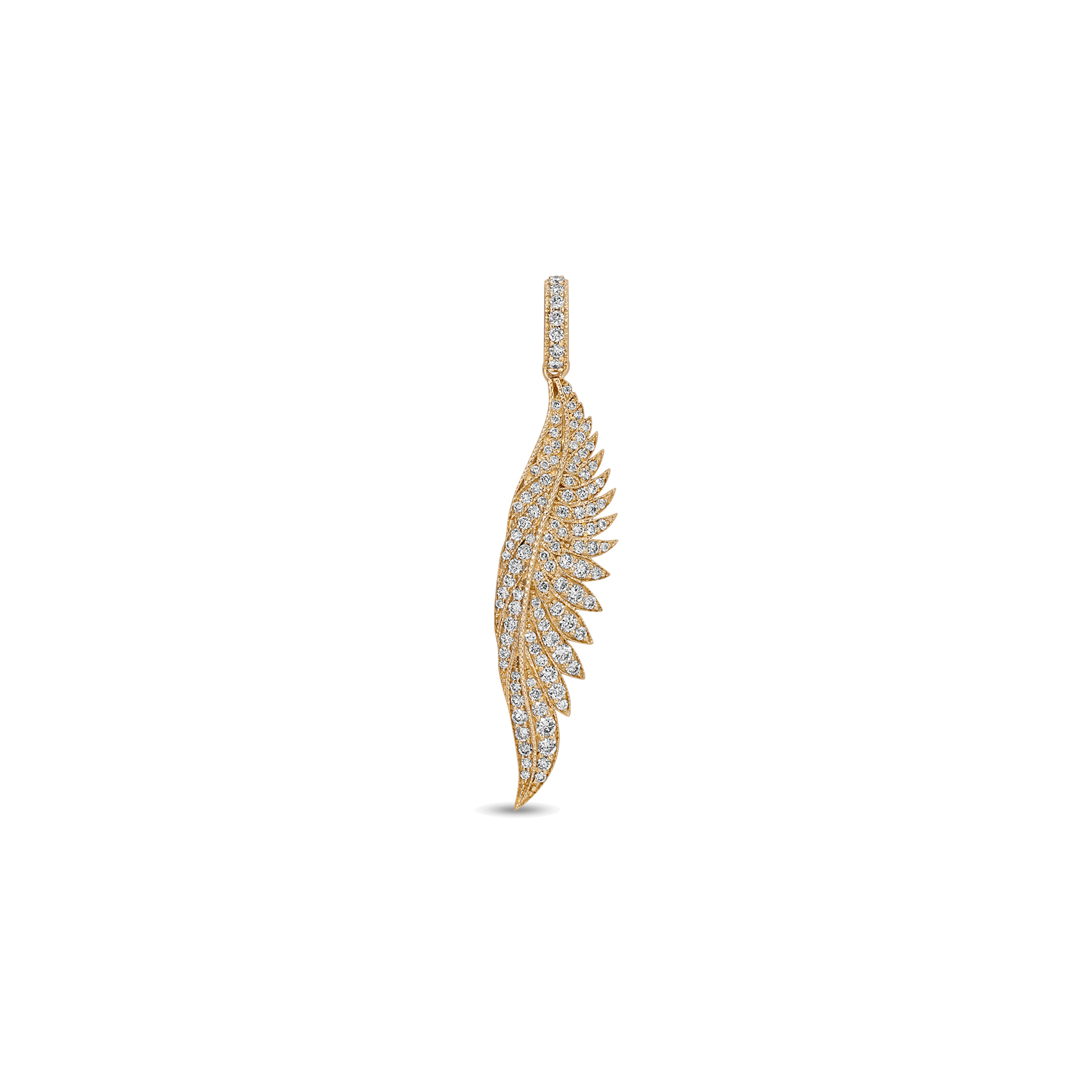 Pavé Elongated Feather Wing With Pavé Bail Charm