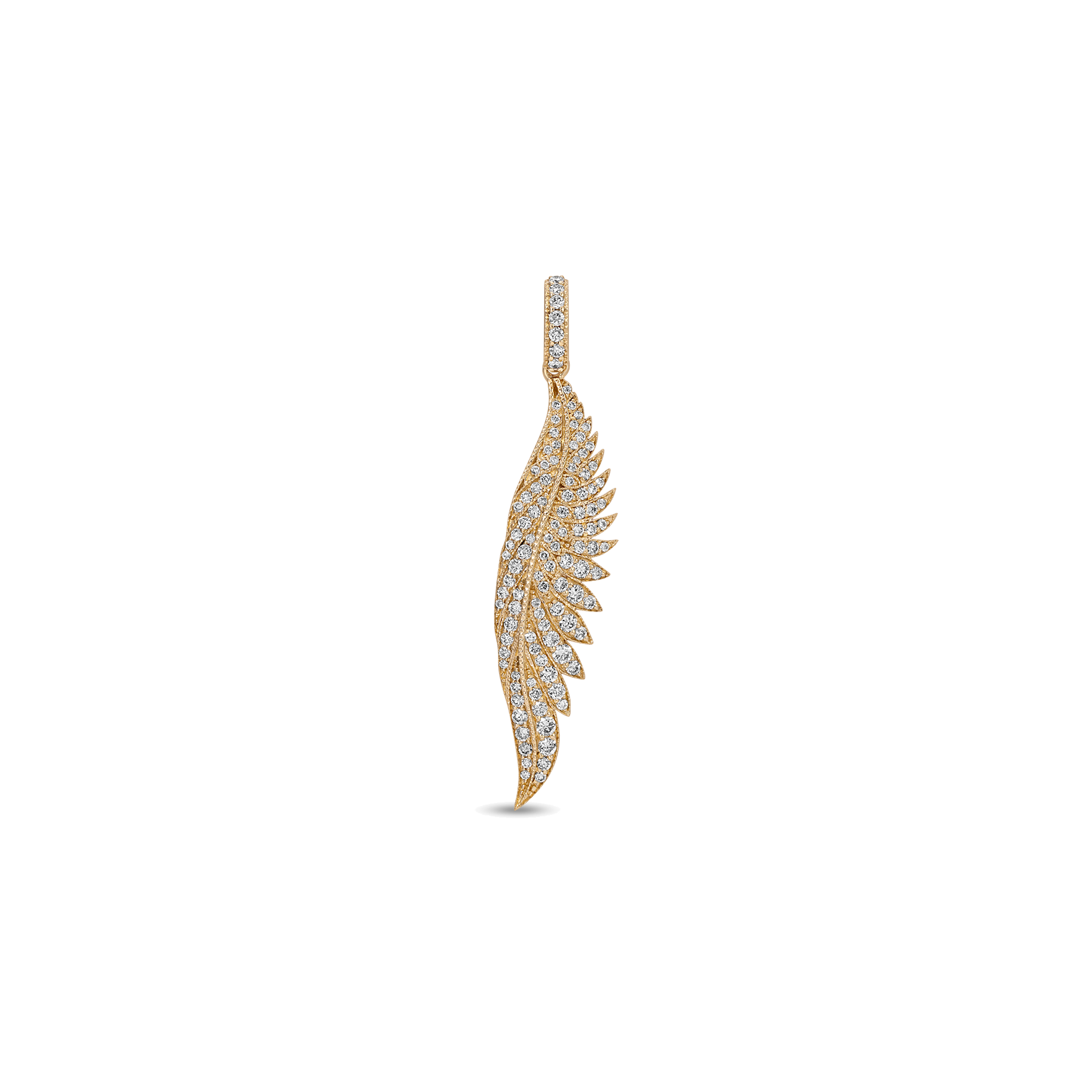 Pavé Elongated Feather Wing With Pavé Bail Charm