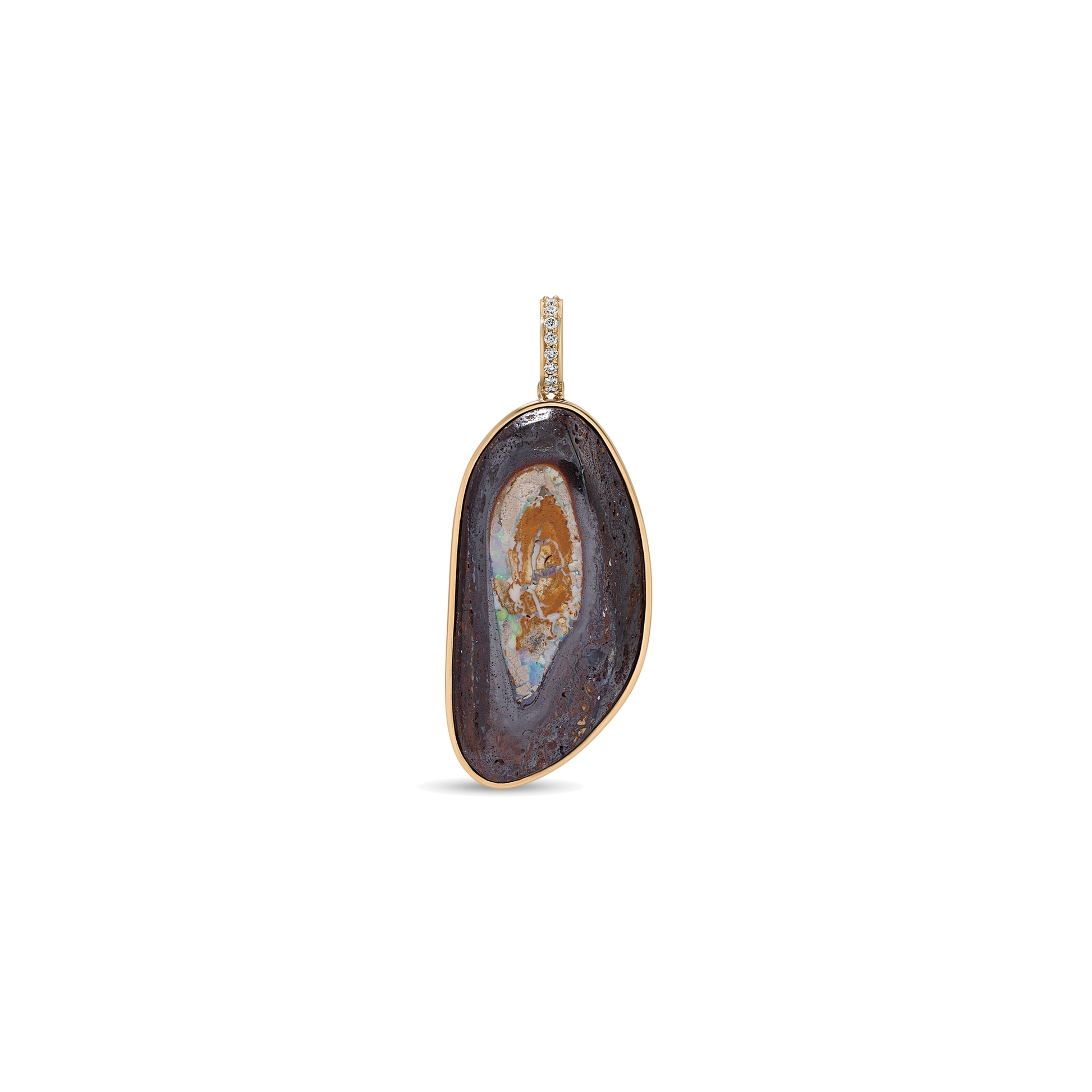 Large Freeform Koroit Opal Pavé Snap Bail Charm