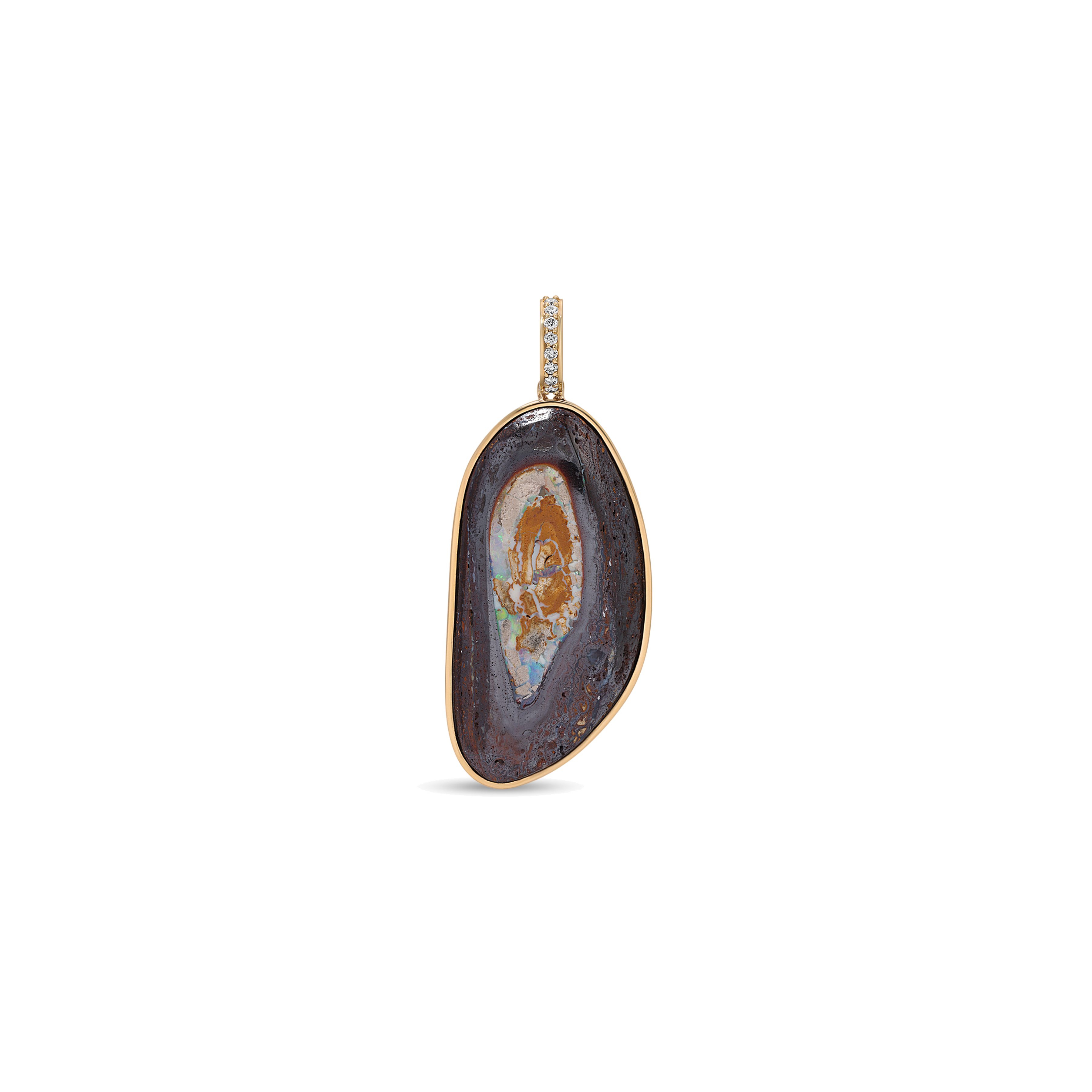 Large Freeform Koroit Opal Pavé Snap Bail Charm