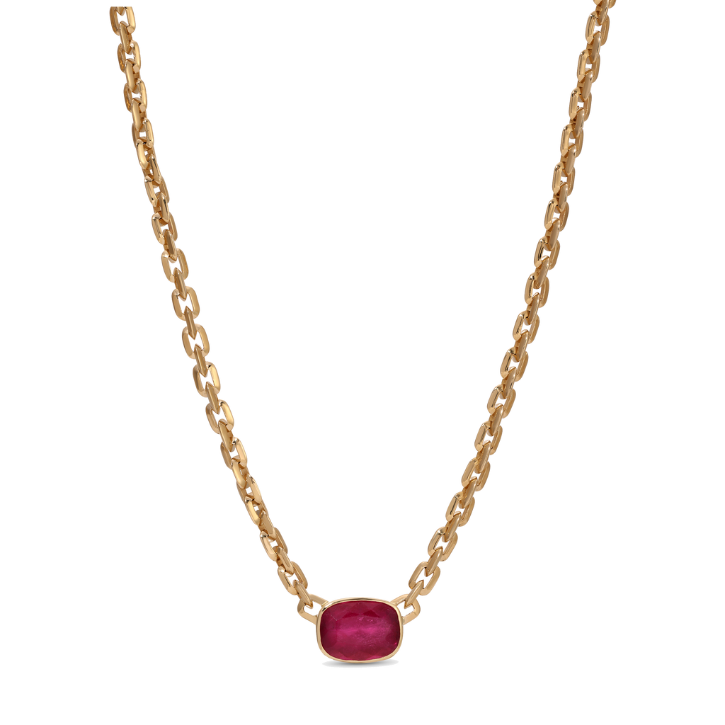 Oval Pink Rubelite Moe Chain Necklace