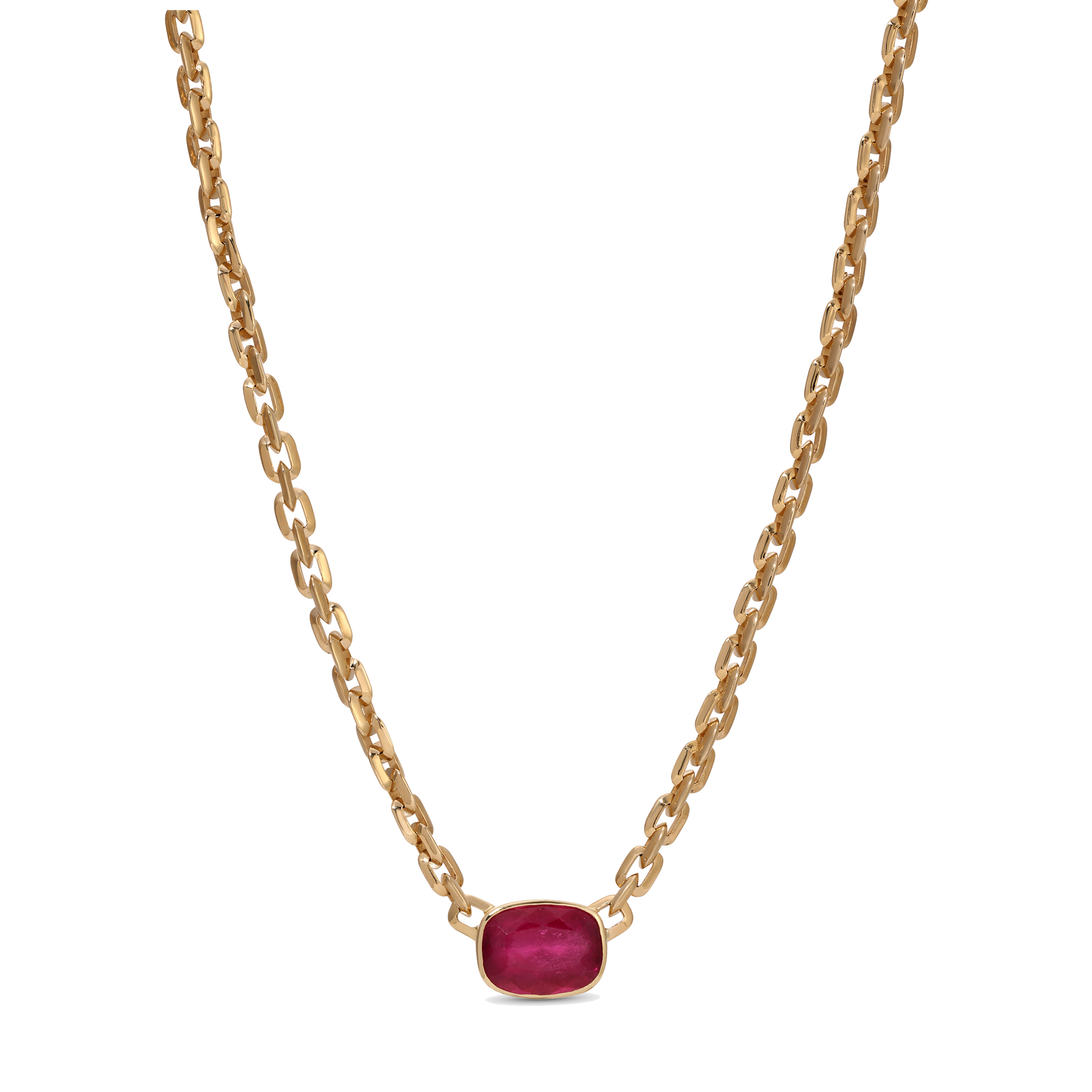 Oval Pink Rubelite Moe Chain Necklace