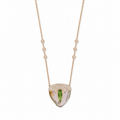 Watermelon Tourmaline Slice Pick Necklace with Teardrop Green Tourmaline