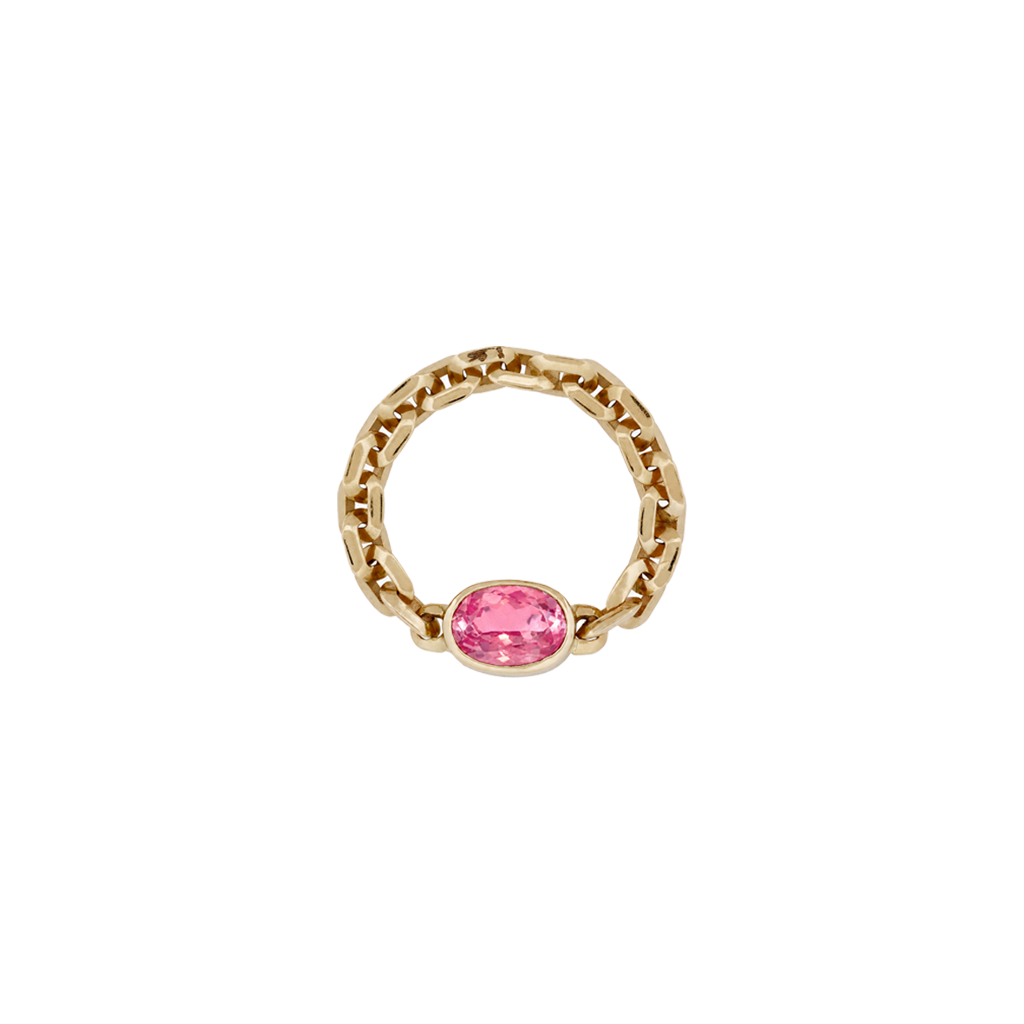 Pink Tourmaline Oval Moe Chain Ring
