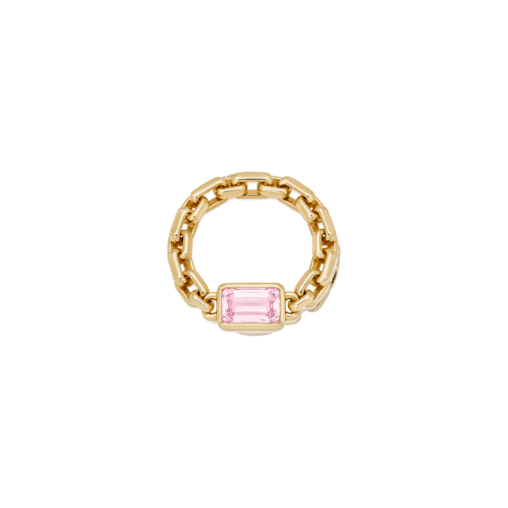 Pink Tourmaline Square Moe Chain Ring