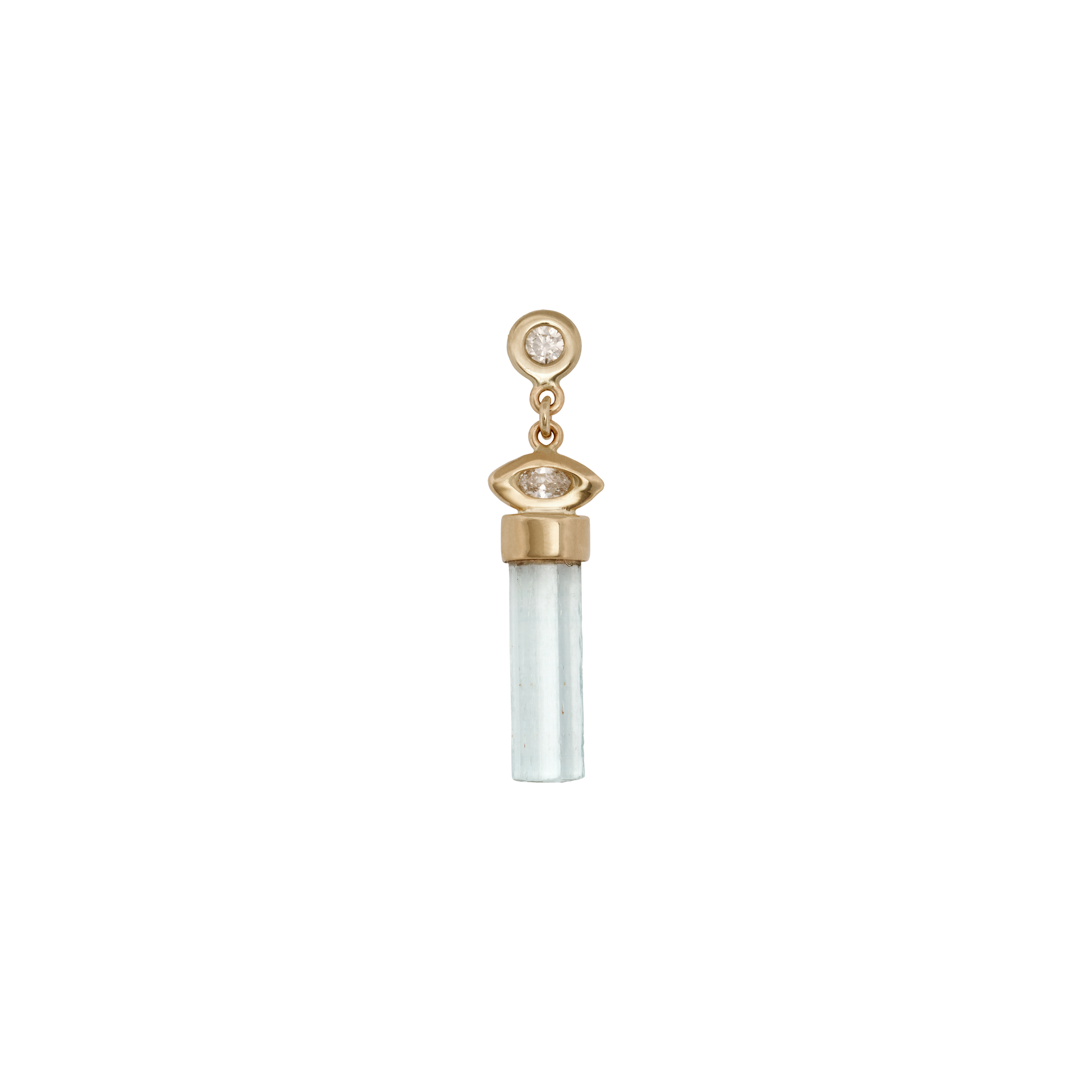 1 + 1 Marquise Diamond Aquamarine Crystal Bar Drop Stud