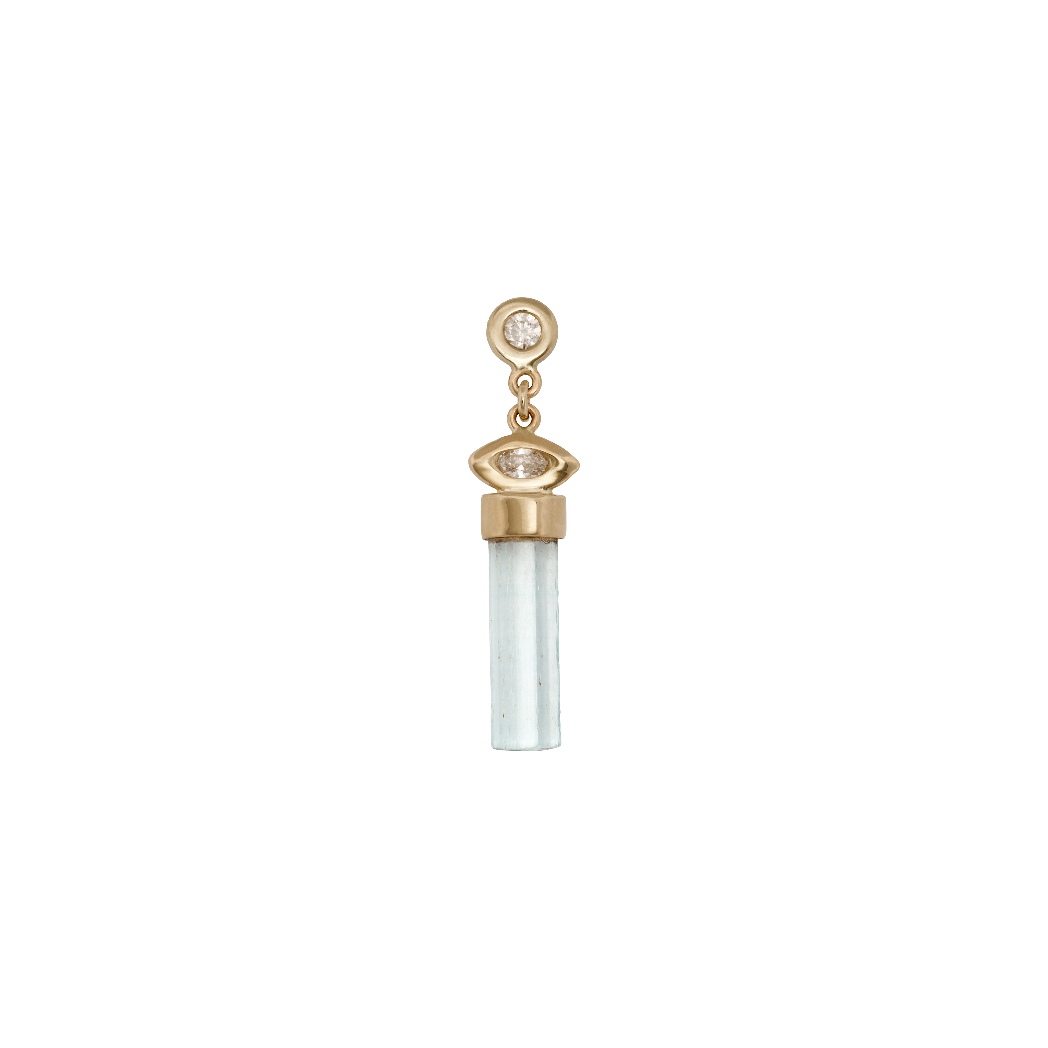 1 + 1 Marquise Diamond Aquamarine Crystal Bar Drop Stud