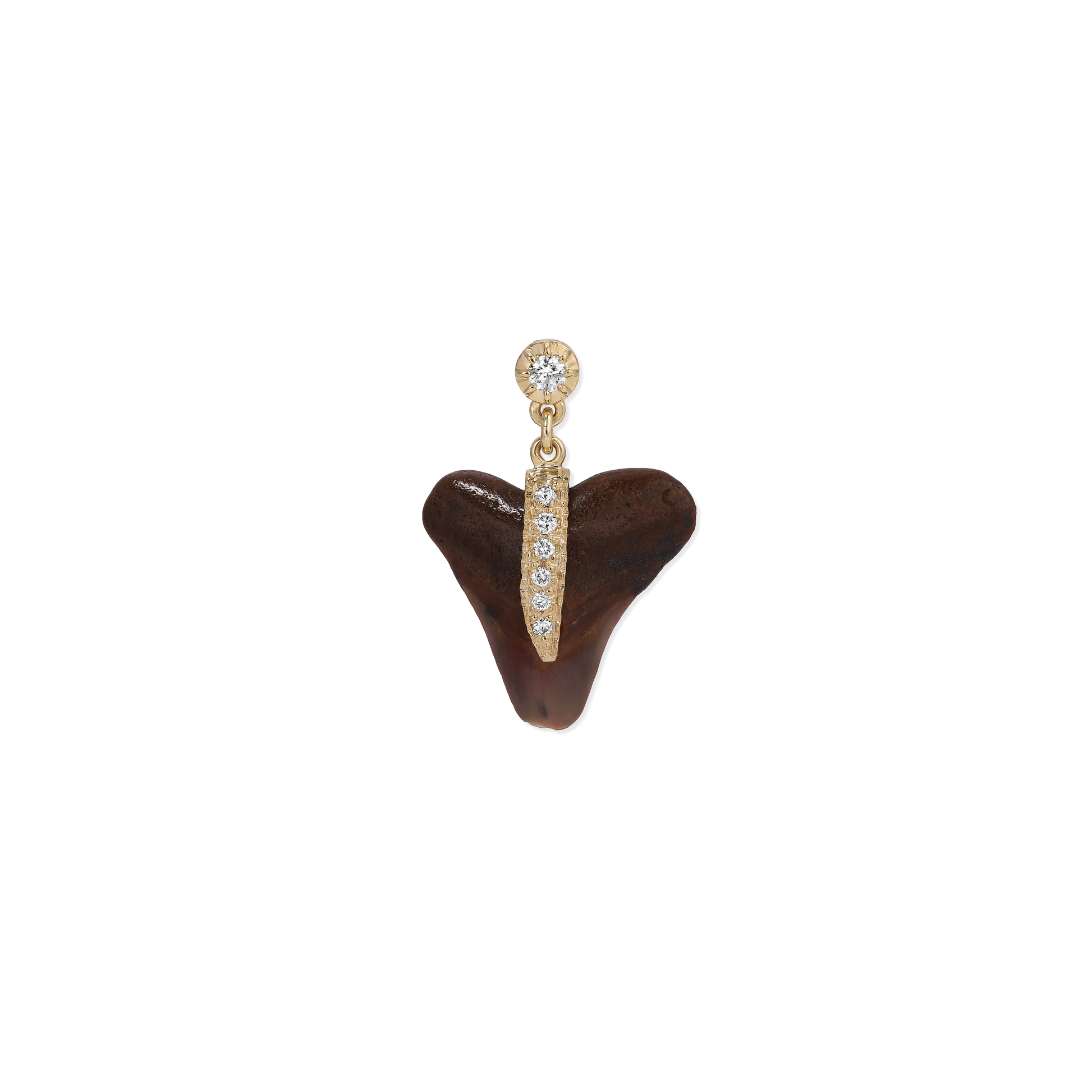 Sophia Diamond + Pavé Drip Brown Shark Tooth Drop Stud