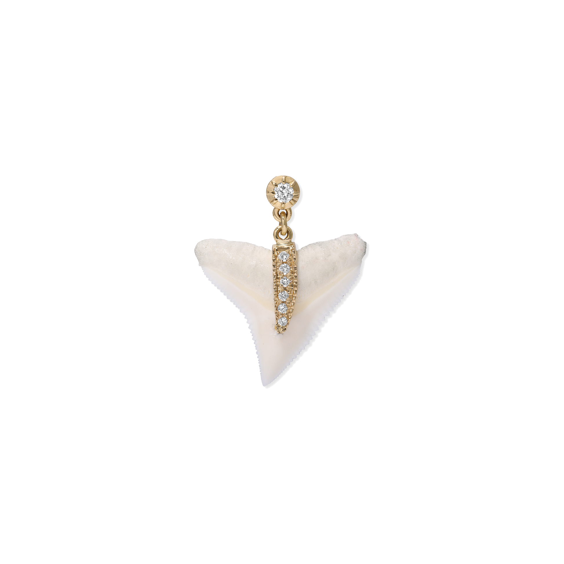 Sophia Diamond + Pavé Drip White Shark Tooth Drop Stud