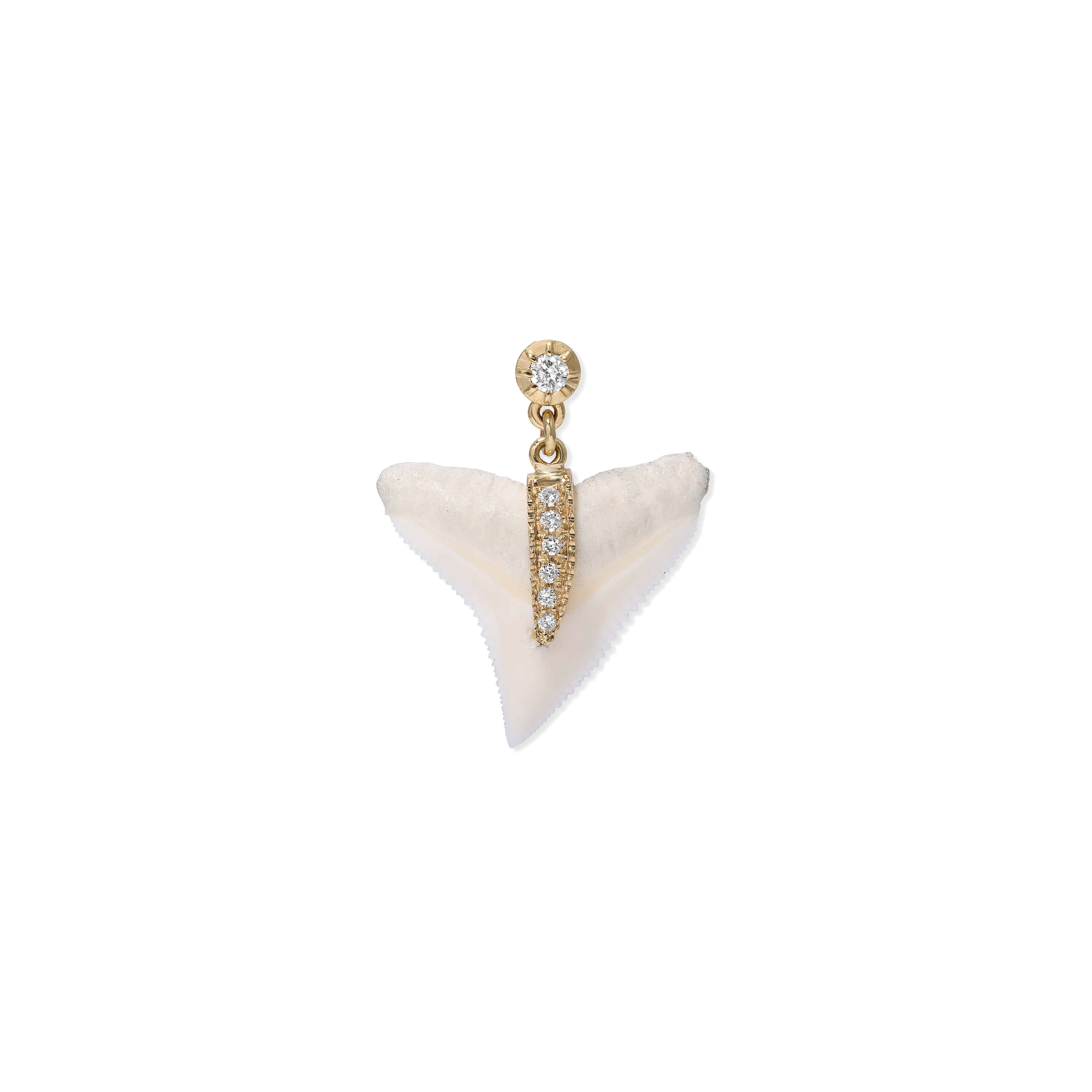 Sophia Diamond + Pavé Drip White Shark Tooth Drop Stud
