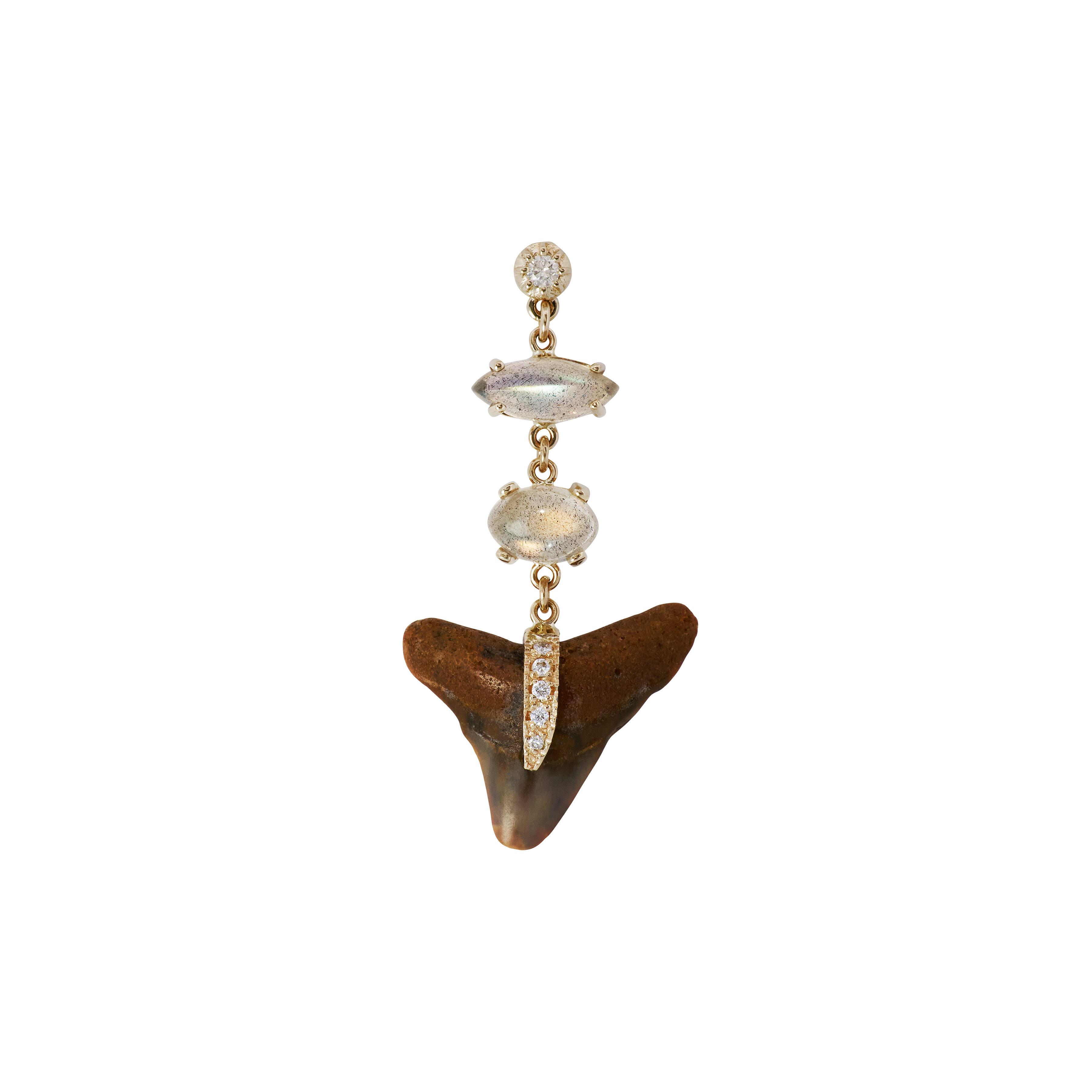 Sophia Diamond + 2 Labradorite Pave Shark Tooth Drop Stud
