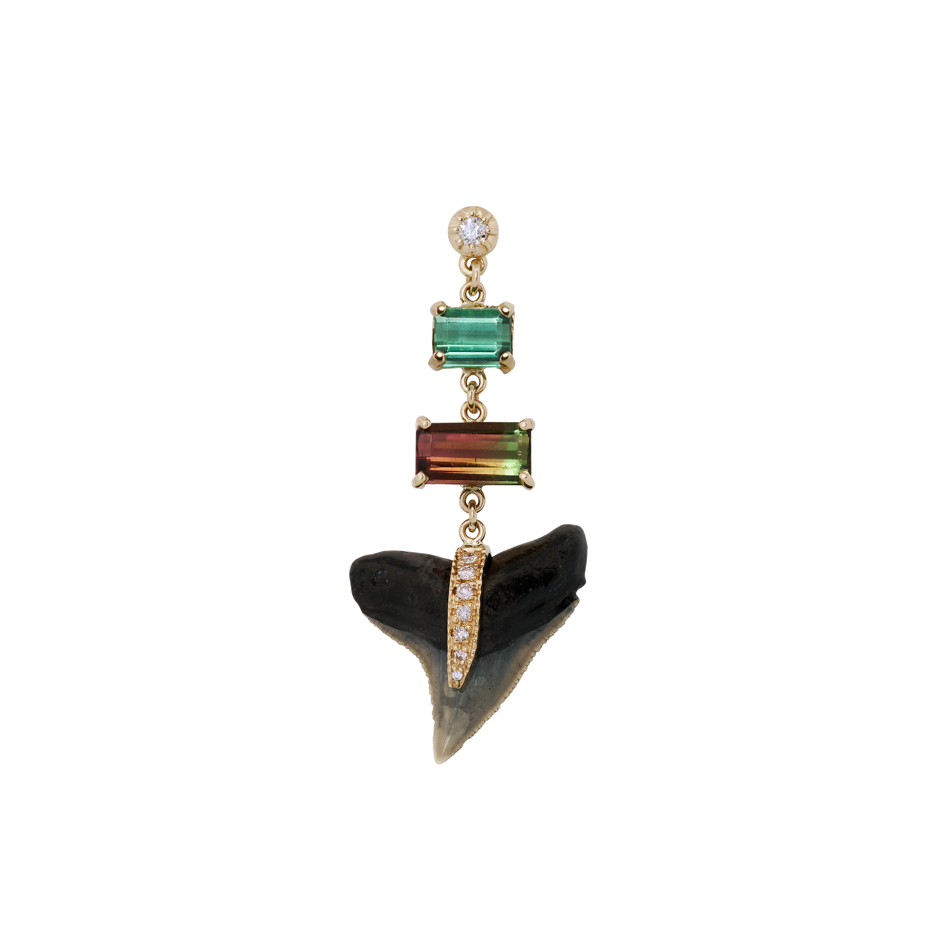 Sophia Diamond + 2 Tourmaline Pave Shark Tooth Drop Stud