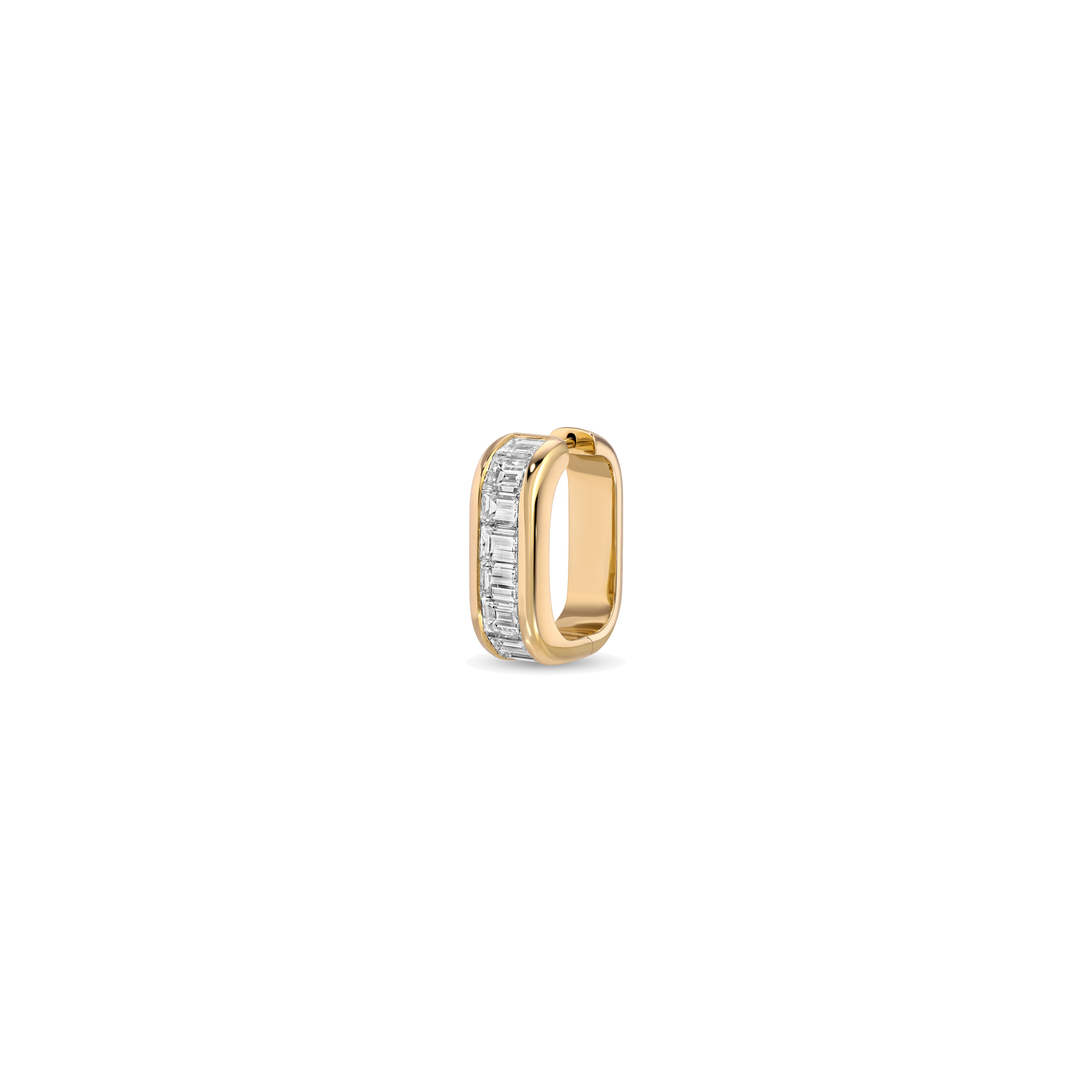 Wide Horizontal Baguette Diamond Hoop