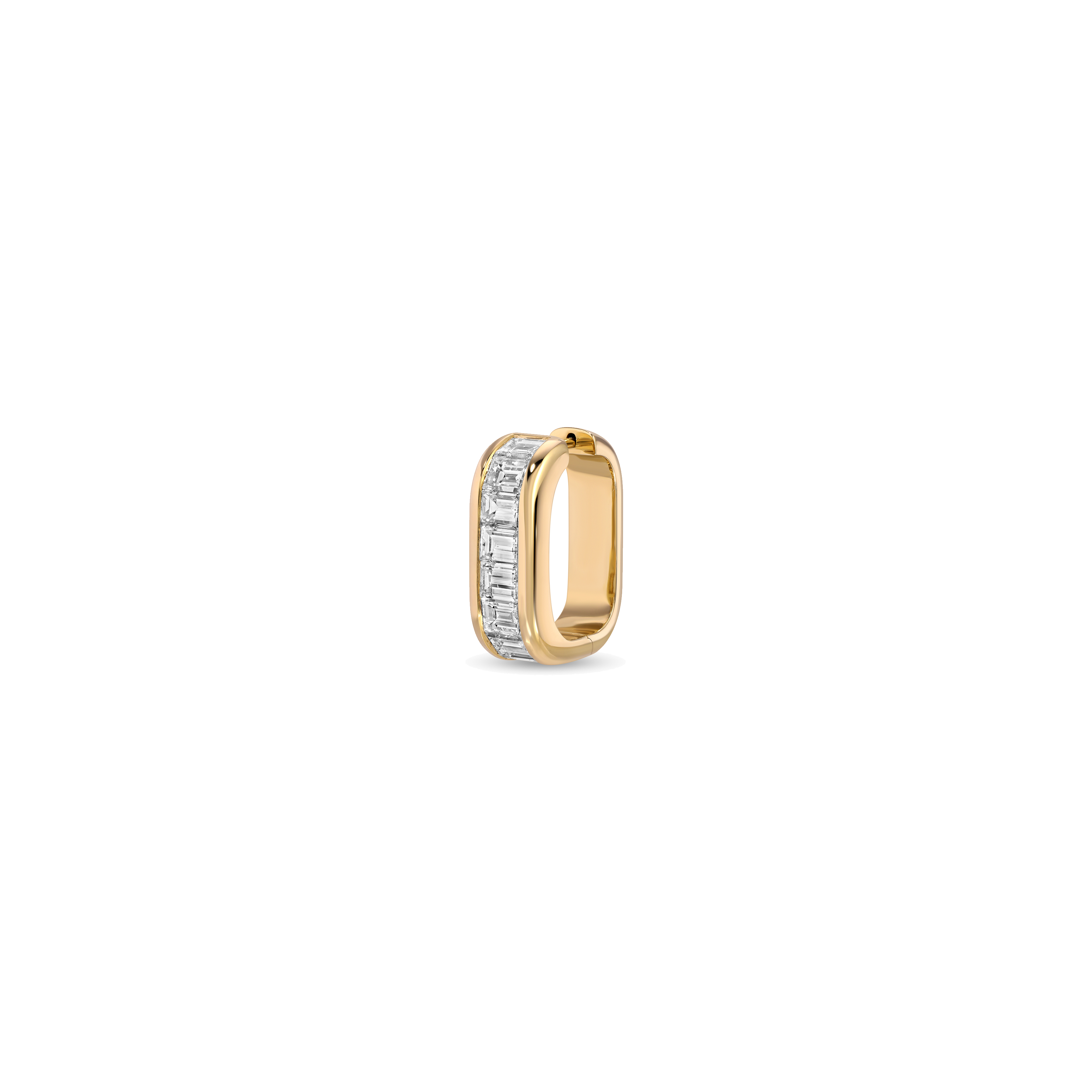 Wide Horizontal Baguette Diamond Hoop