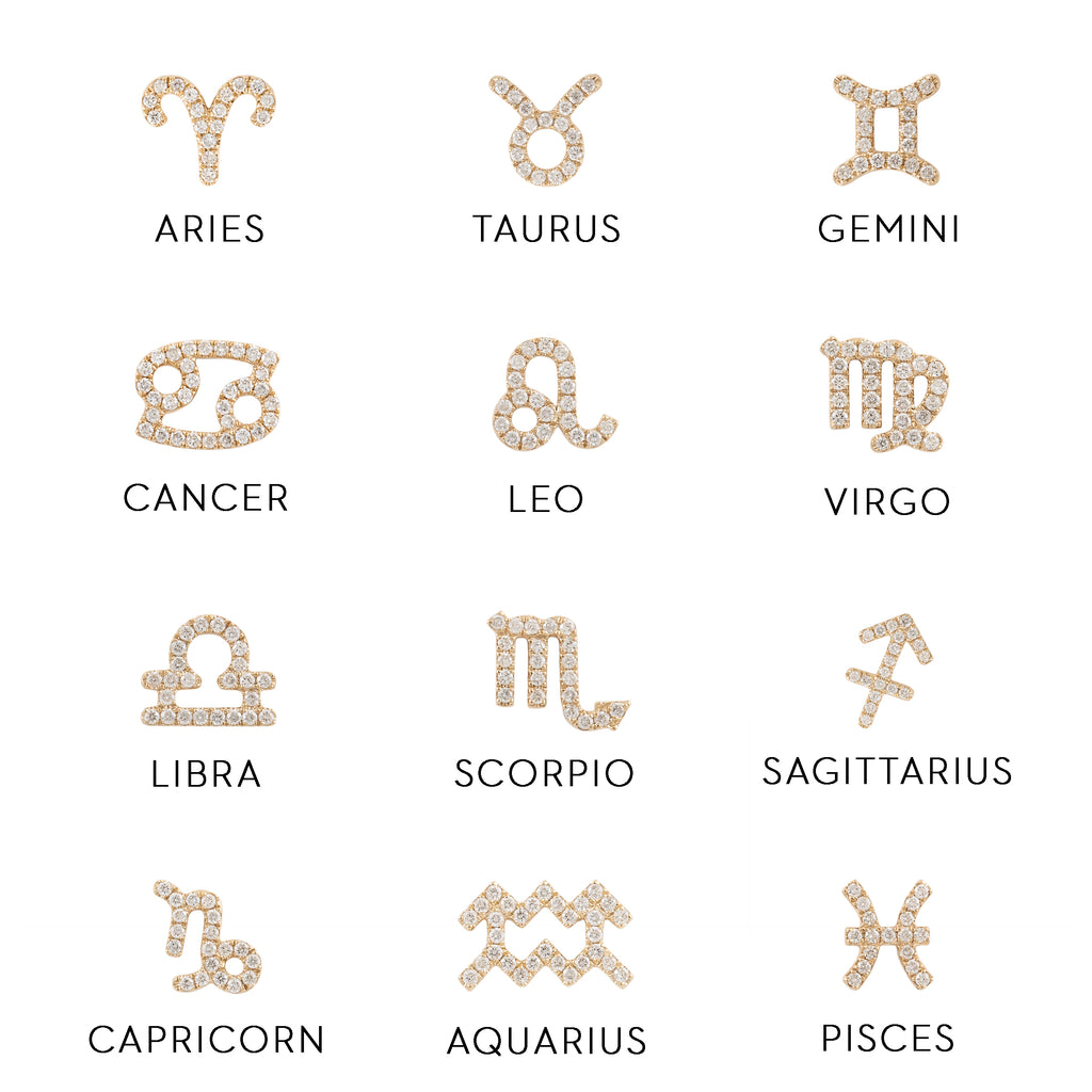 Pave Diamond Zodiac Stud