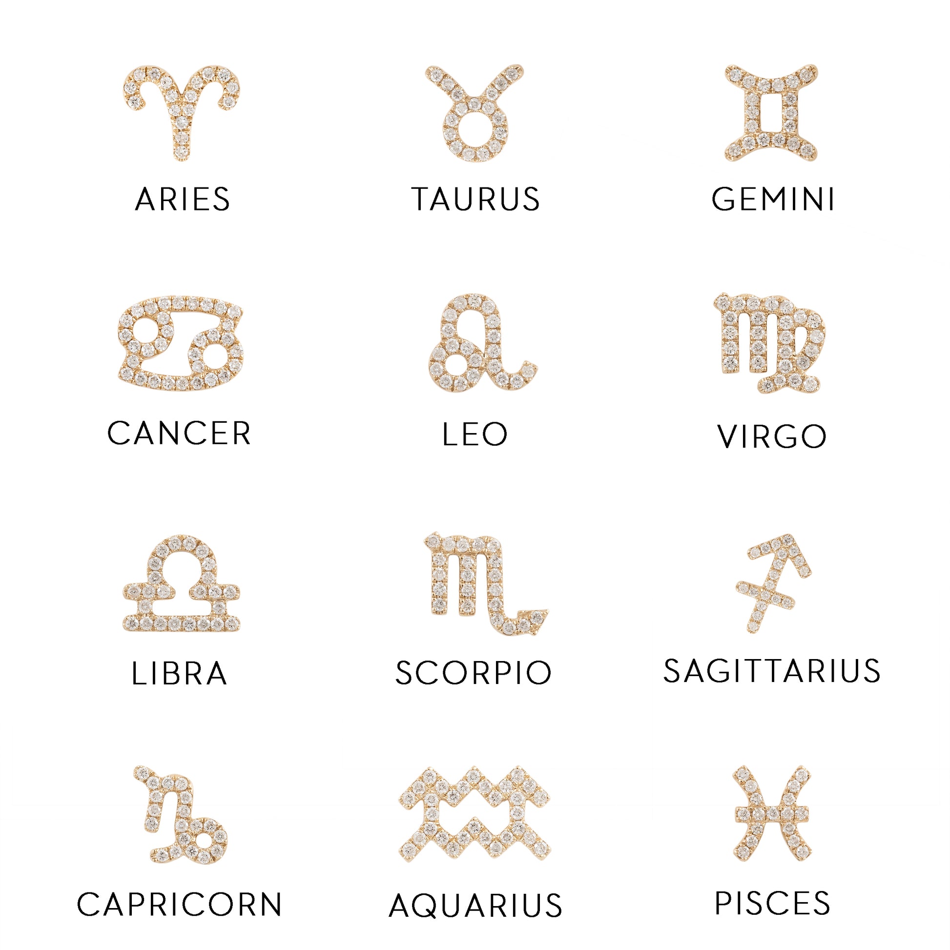 Pave Diamond Zodiac Stud