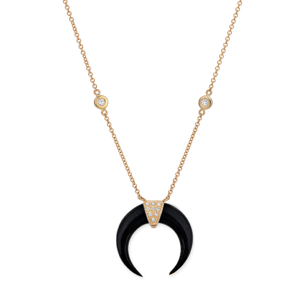 Mini Black Double Horn Necklace