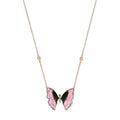 Dark Pink Watermelon Tourmaline Pave Center Butterfly Necklace
