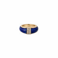 2 Row Pave Lapis Inlay Dome Band Ring