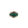 Pave Diamond Malachite Inlay V Ring