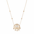 Pave Diamond Open Eye Moonstone Shaker Necklace