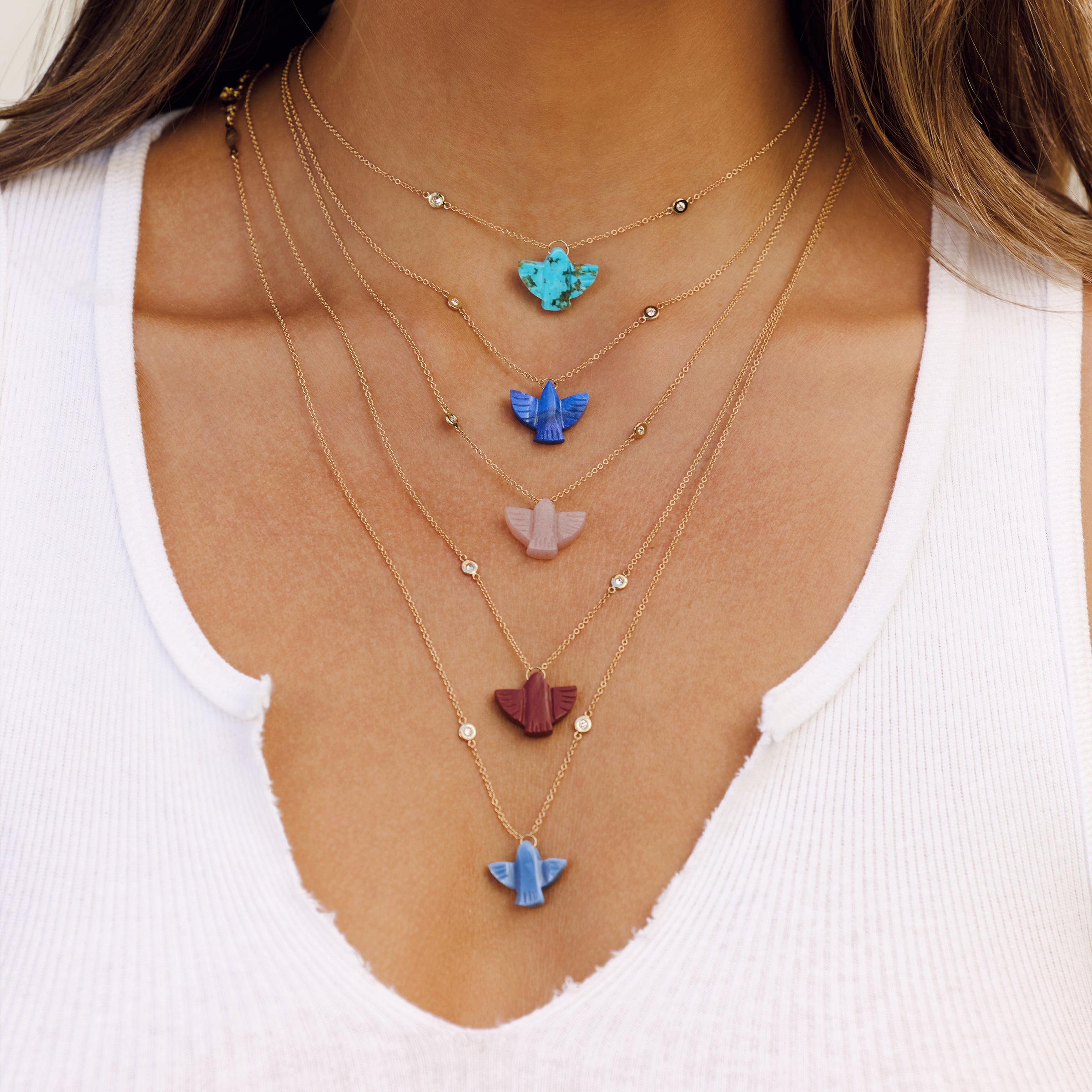 Baby Peach Moonstone Thunderbird Necklace