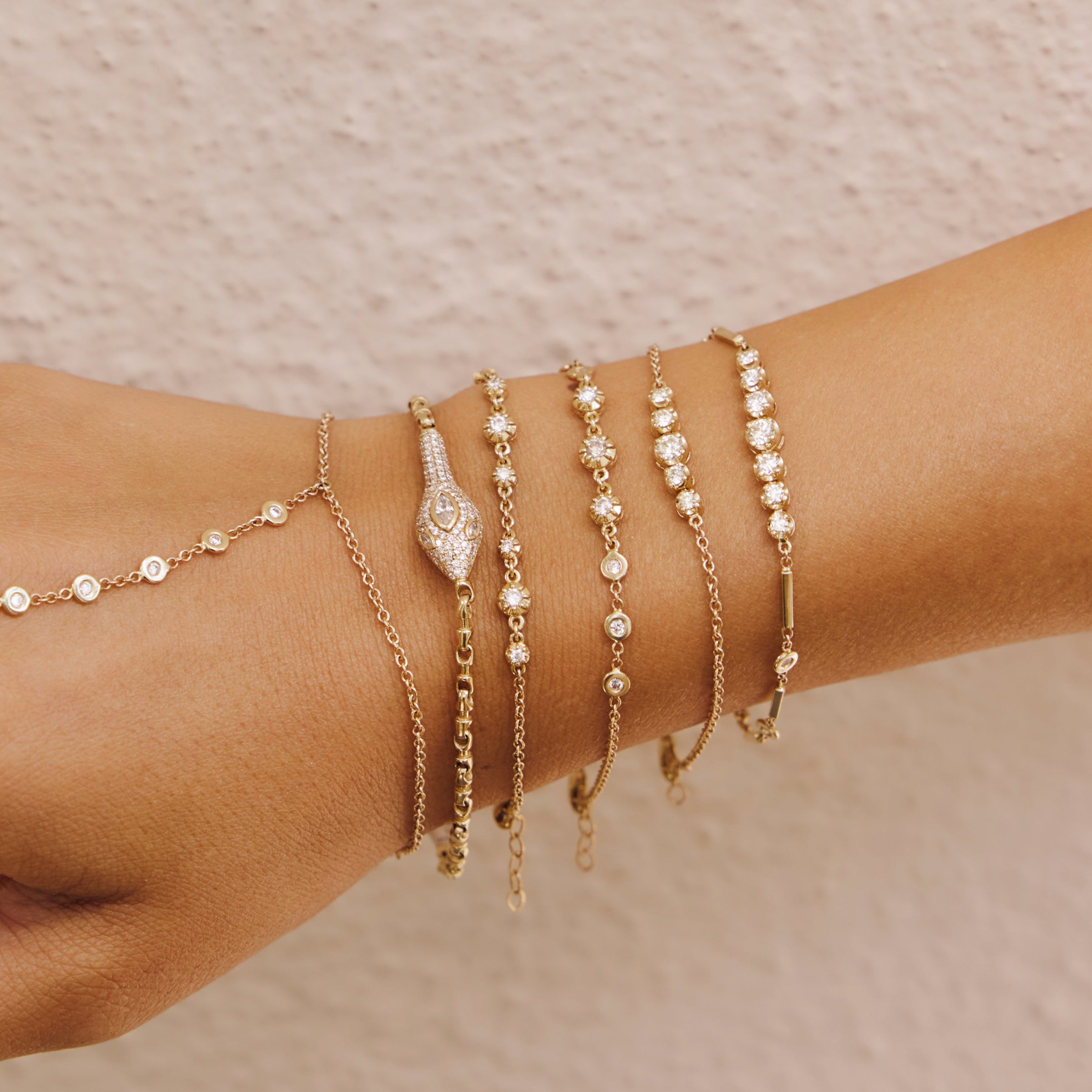 Pavé Marquise Diamond Snake Head Rolo Chain Bracelet