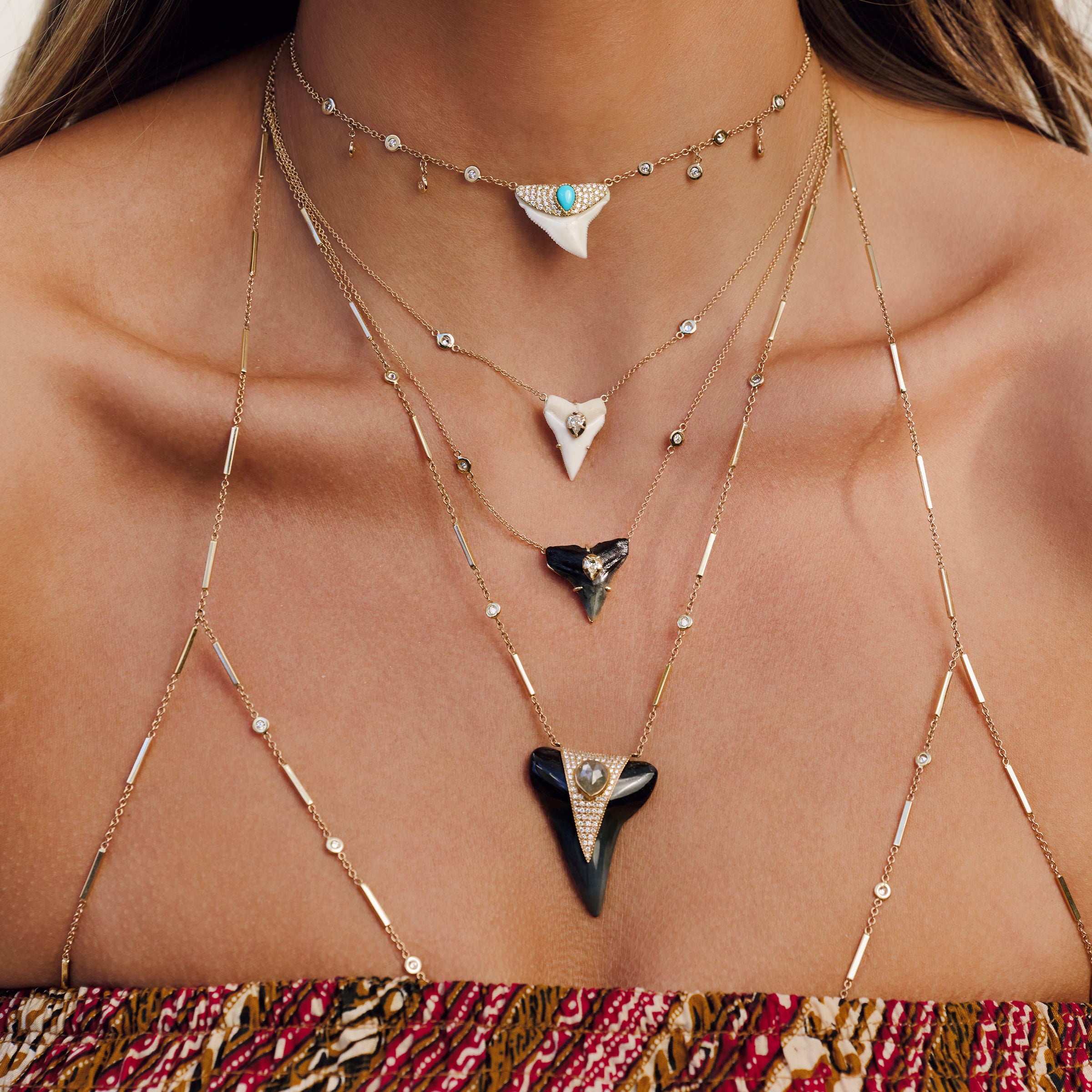 Teardrop Sophia Diamond White Shark Tooth Necklace