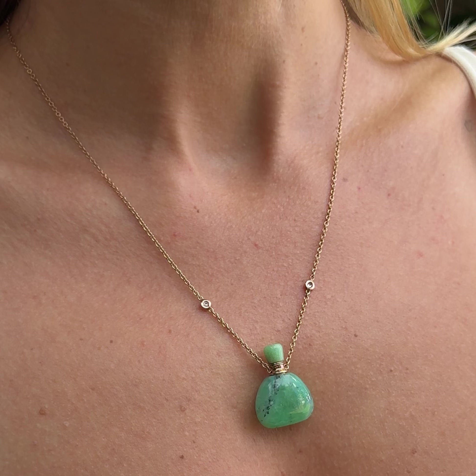 Small Triangle Chrysoprase Potion Bottle Necklace