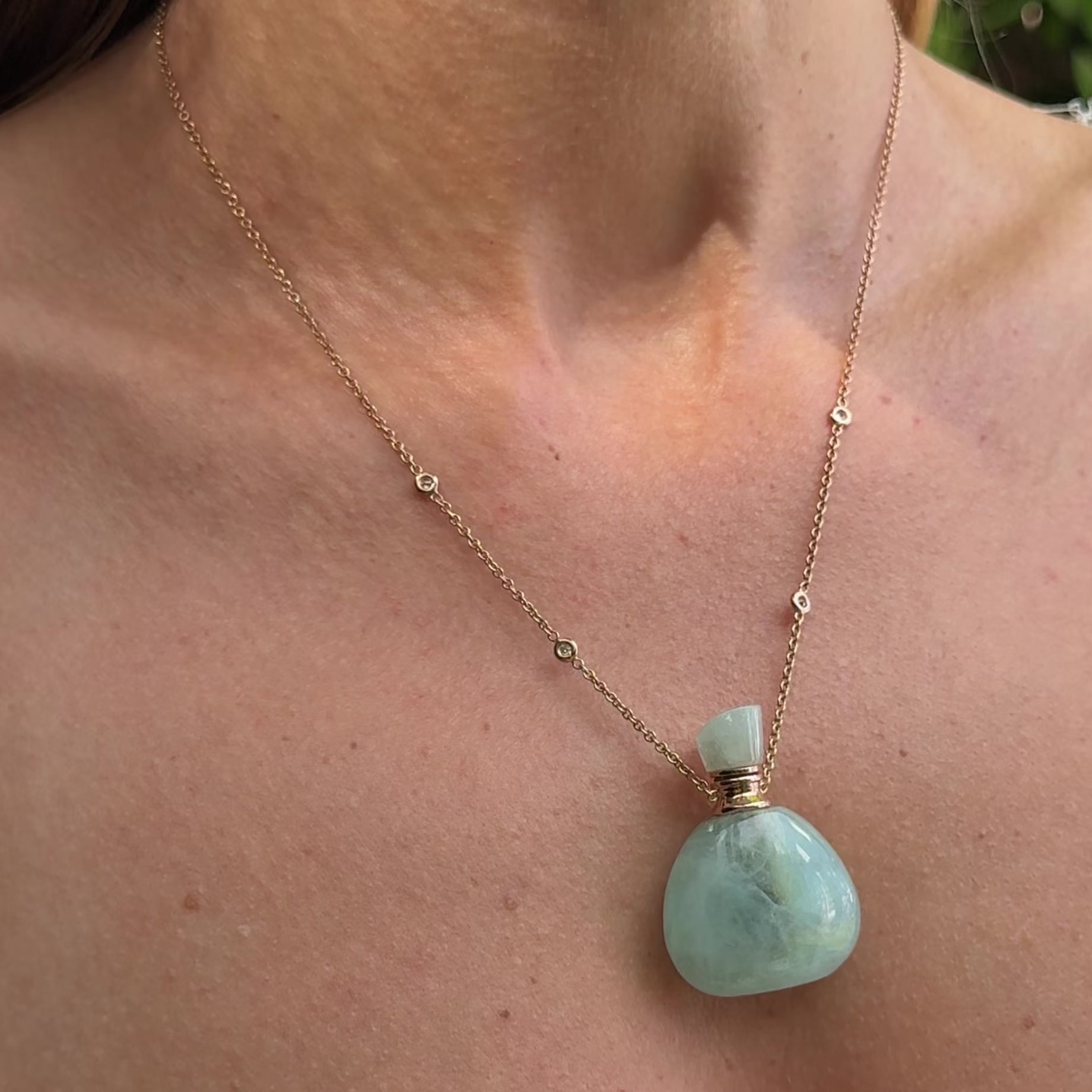 Medium Triangle Aquamarine Potion Bottle Necklace