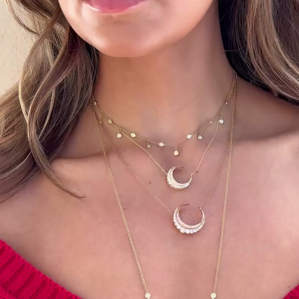 Small Diamond Crescent Moon Necklace