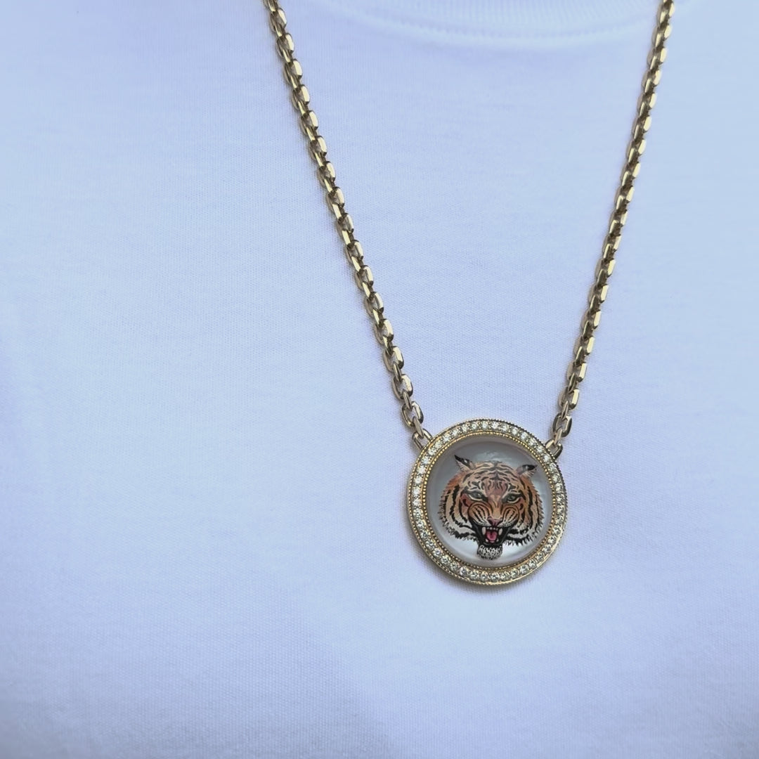 Painted Tiger Feline Moe Chain Necklace
