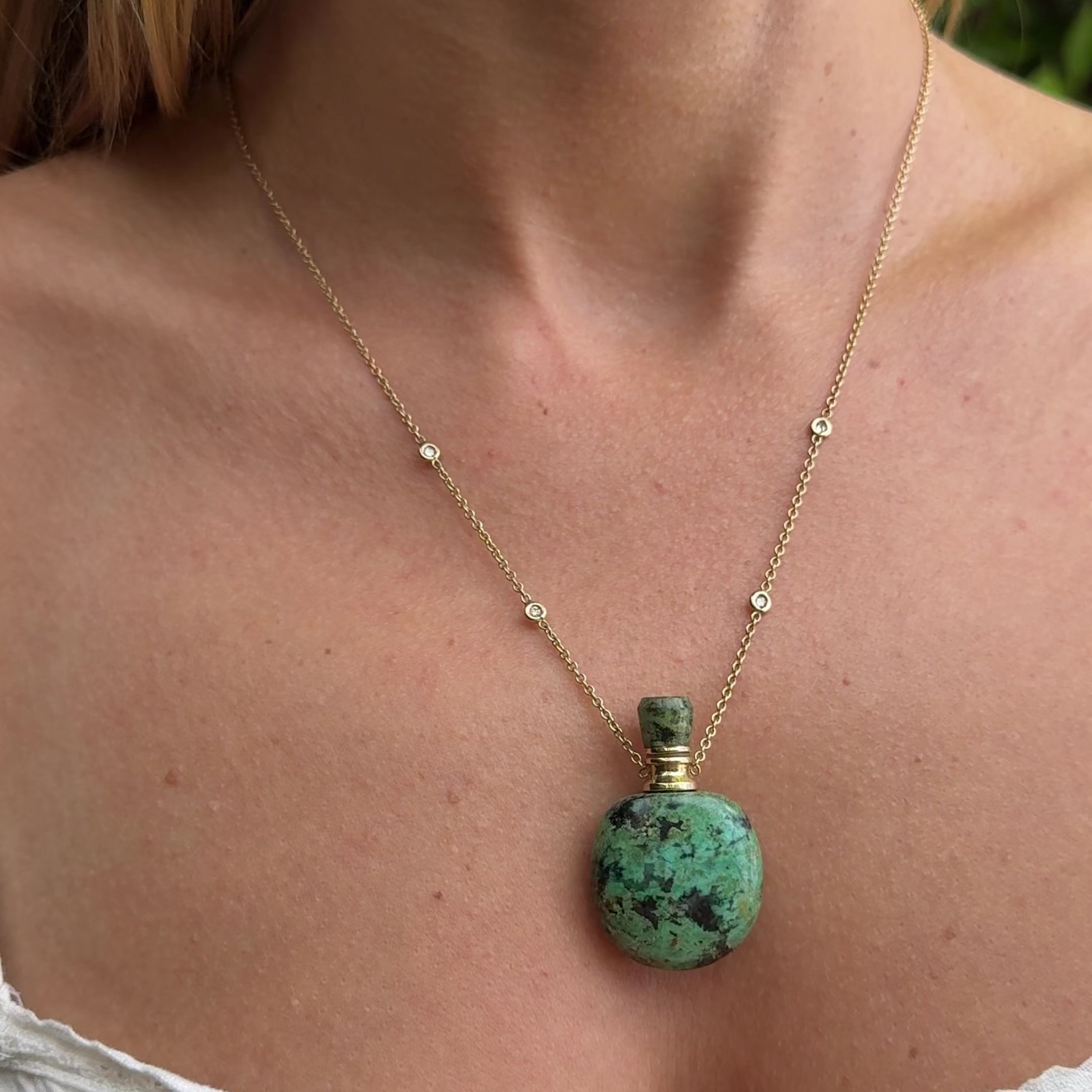 Medium Round Turquoise Potion Bottle Necklace