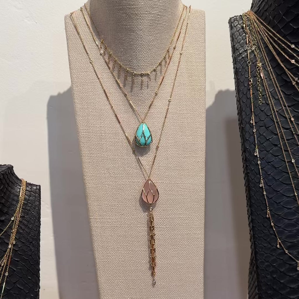 Caged Turquoise Smooth Bar Necklace