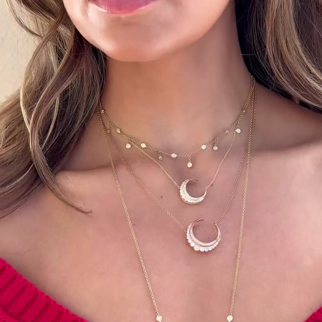 Mini Diamond Crescent Moon Necklace