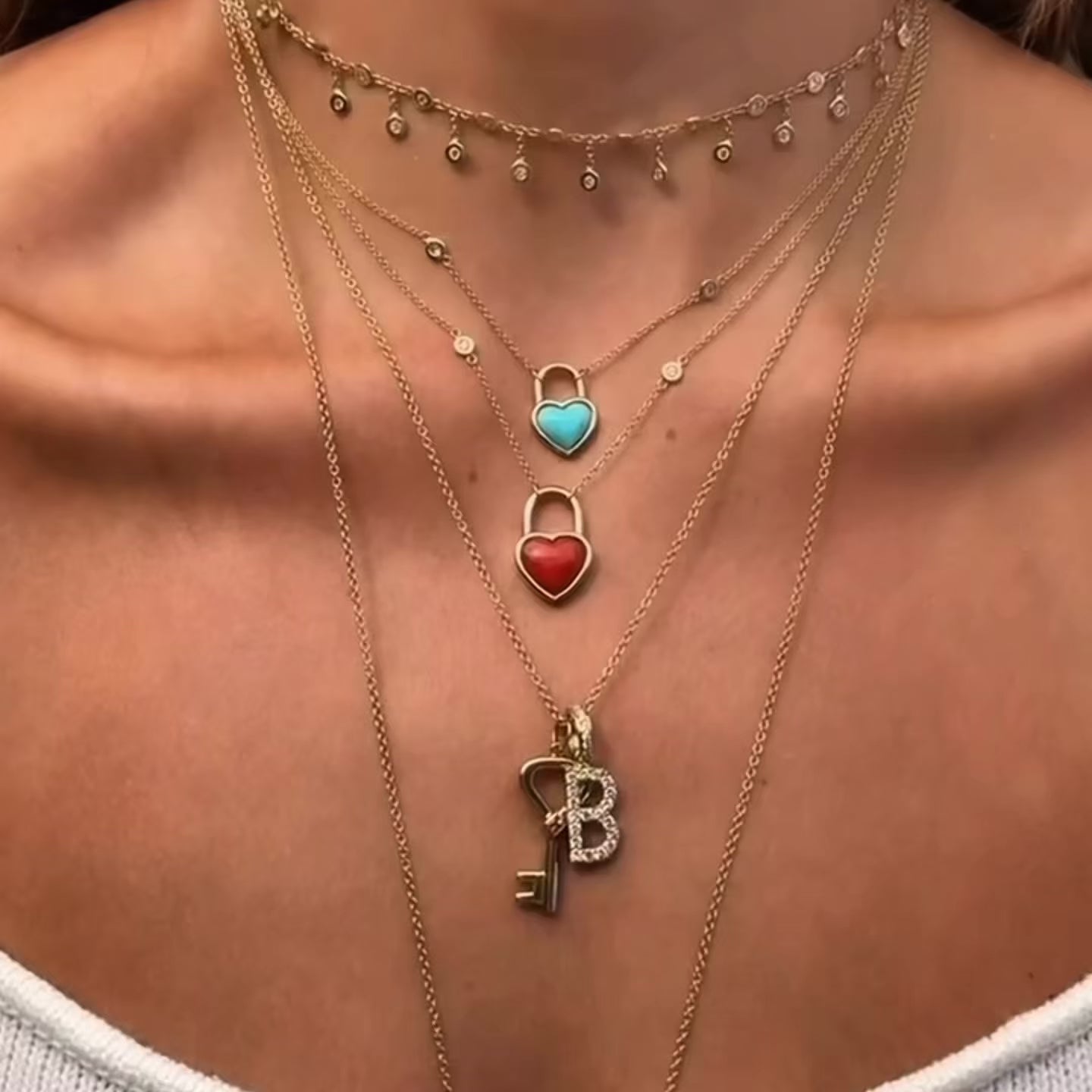 Turquoise Heart Lock Necklace