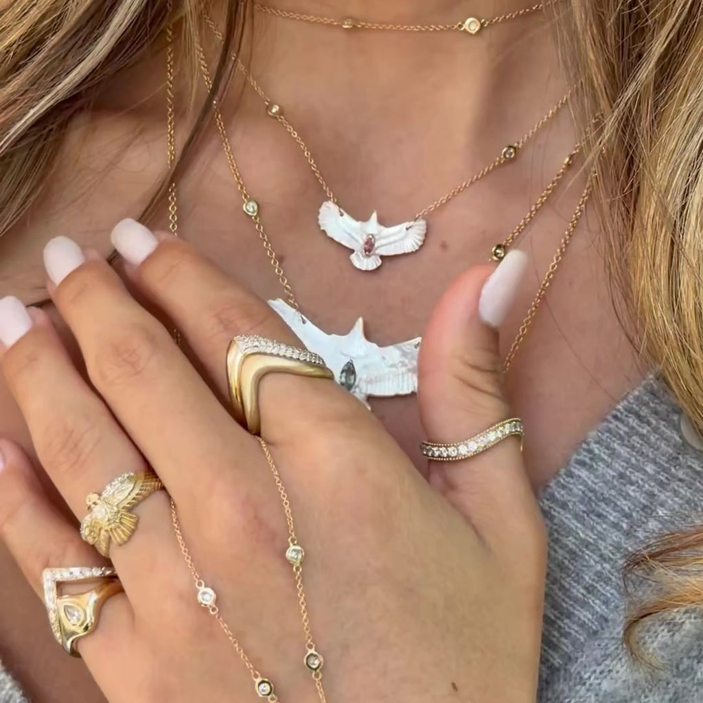 Gemstone Marquise Pearl Thunderbird Diamond Necklace