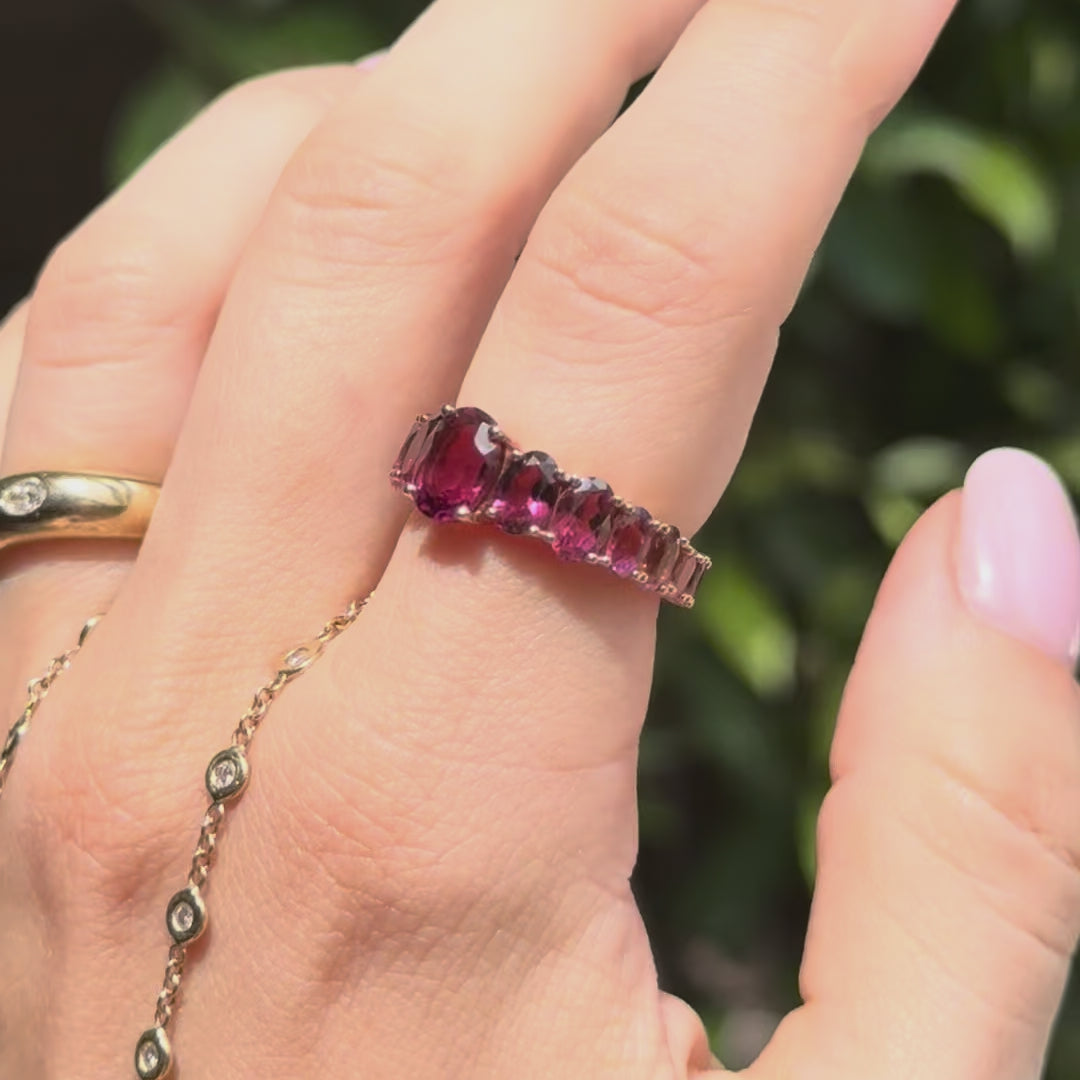 Graduated Oval Pink Purple Tourmaline Eternity Ring