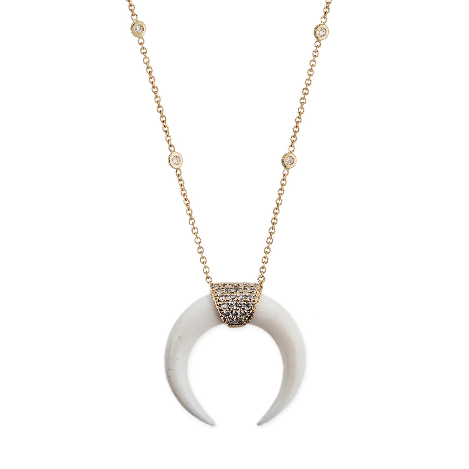 Small Pave Double Horn Necklace