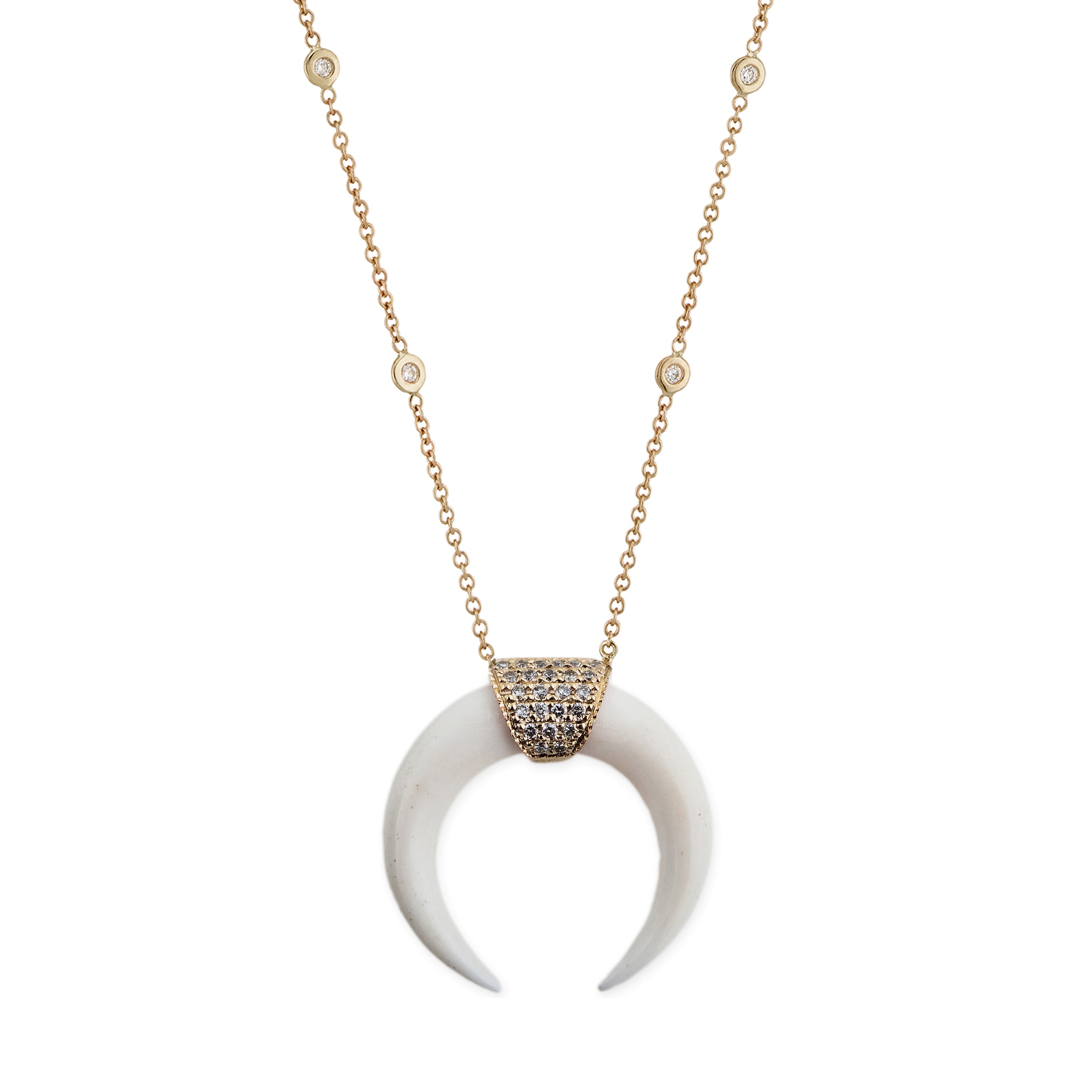 Small Pave Double Horn Necklace